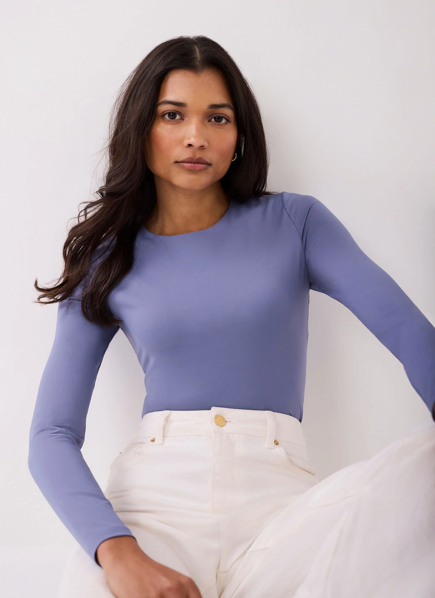 Blue Crew Neck Layering Top - Image 2