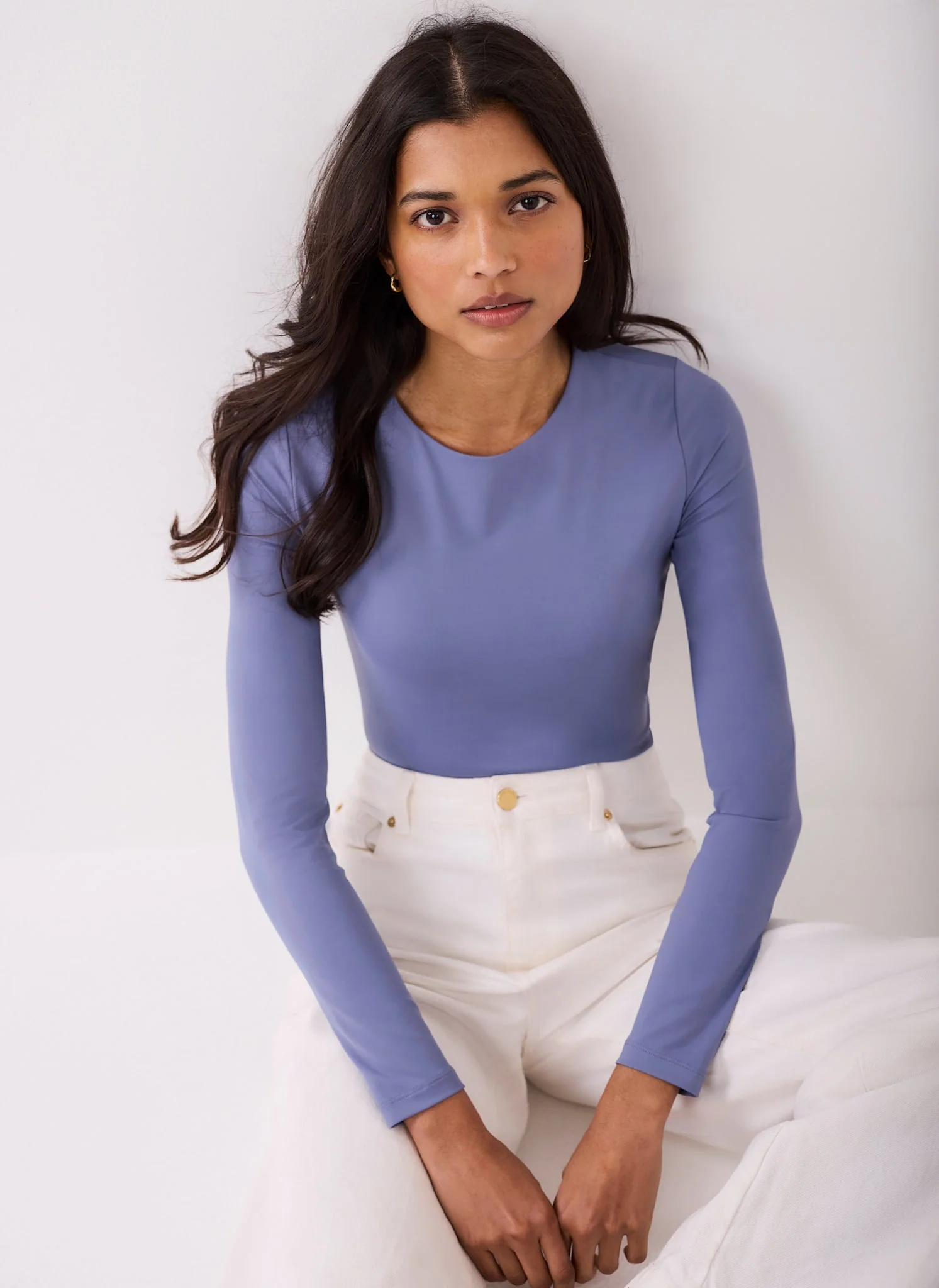 Blue Crew Neck Layering Top - Image 3