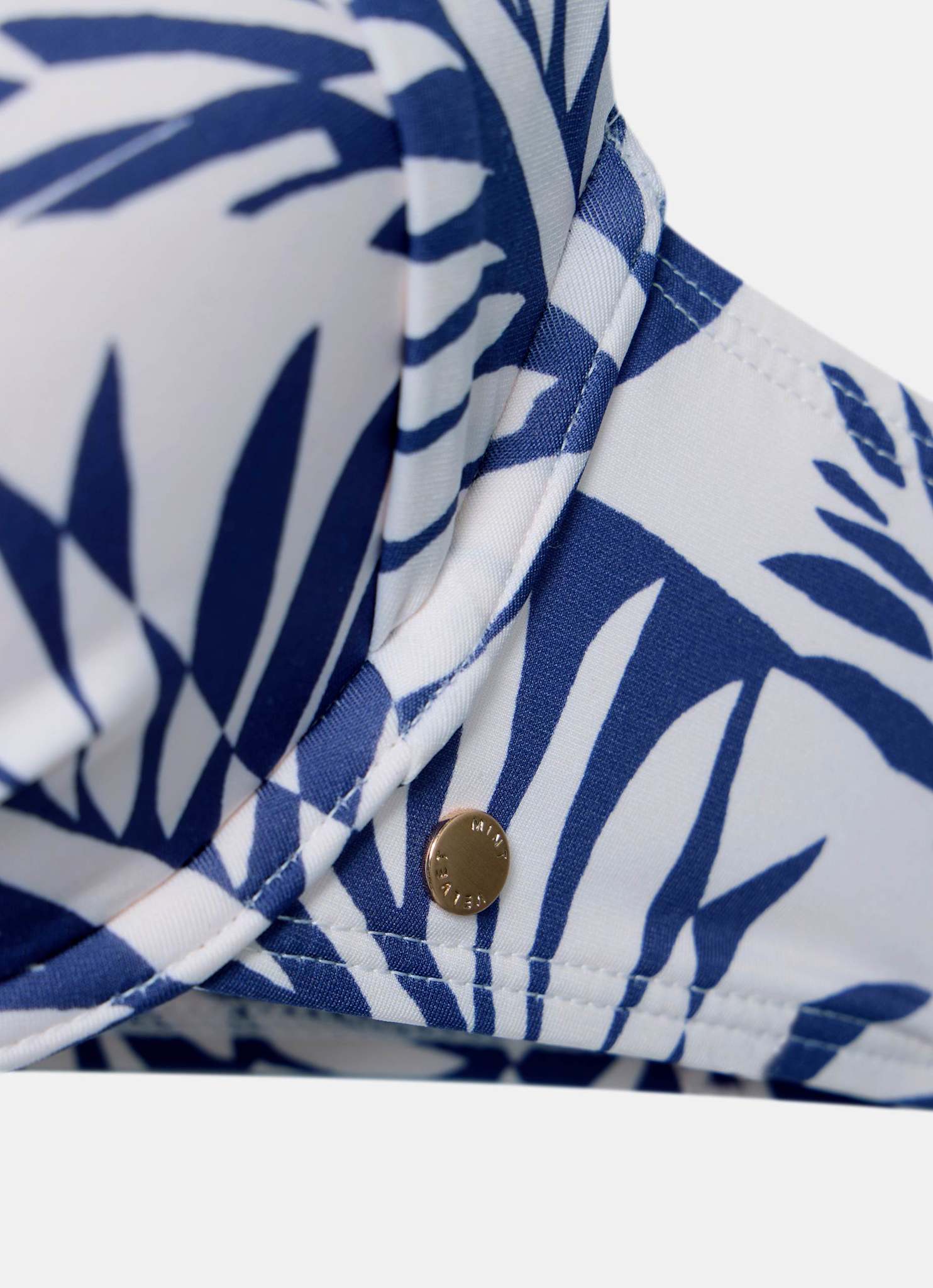 Blue Palm Print Halter Bikini Top - Image 7