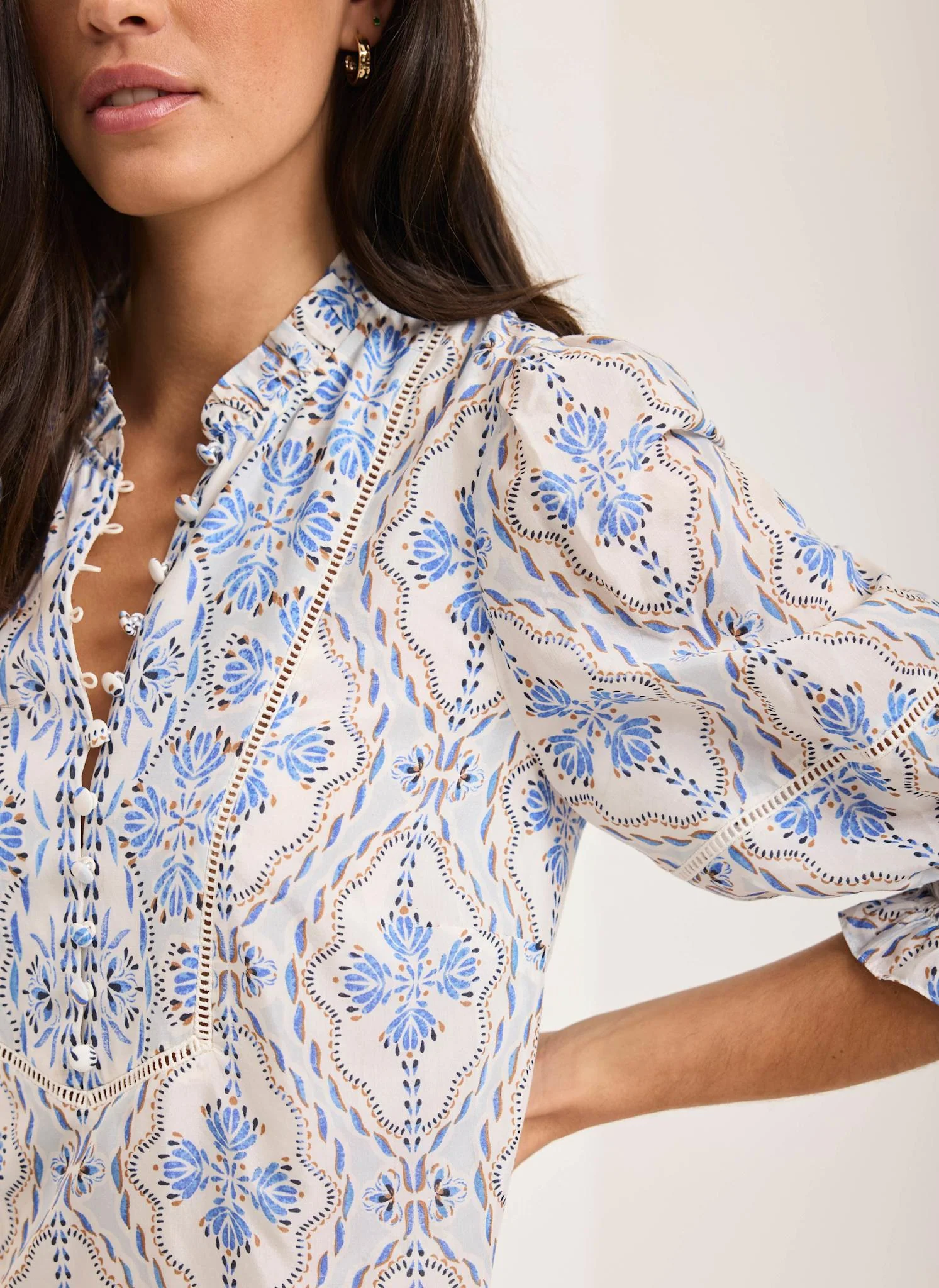 Blue Floral Print Mini Dress - Image 4