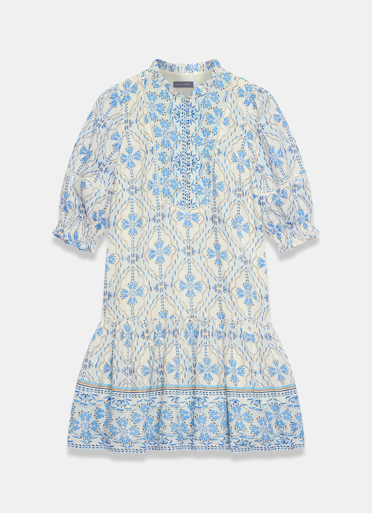 Blue Floral Print Mini Dress - Image 7