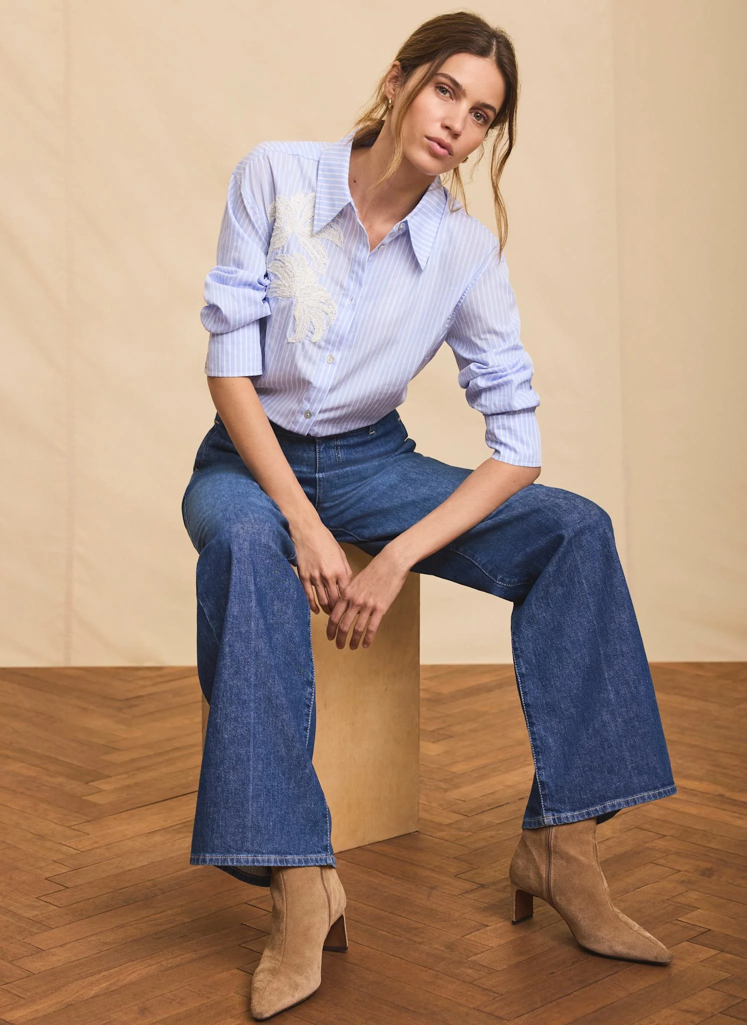 Blue Stripe Embroidered Shirt - Image 4