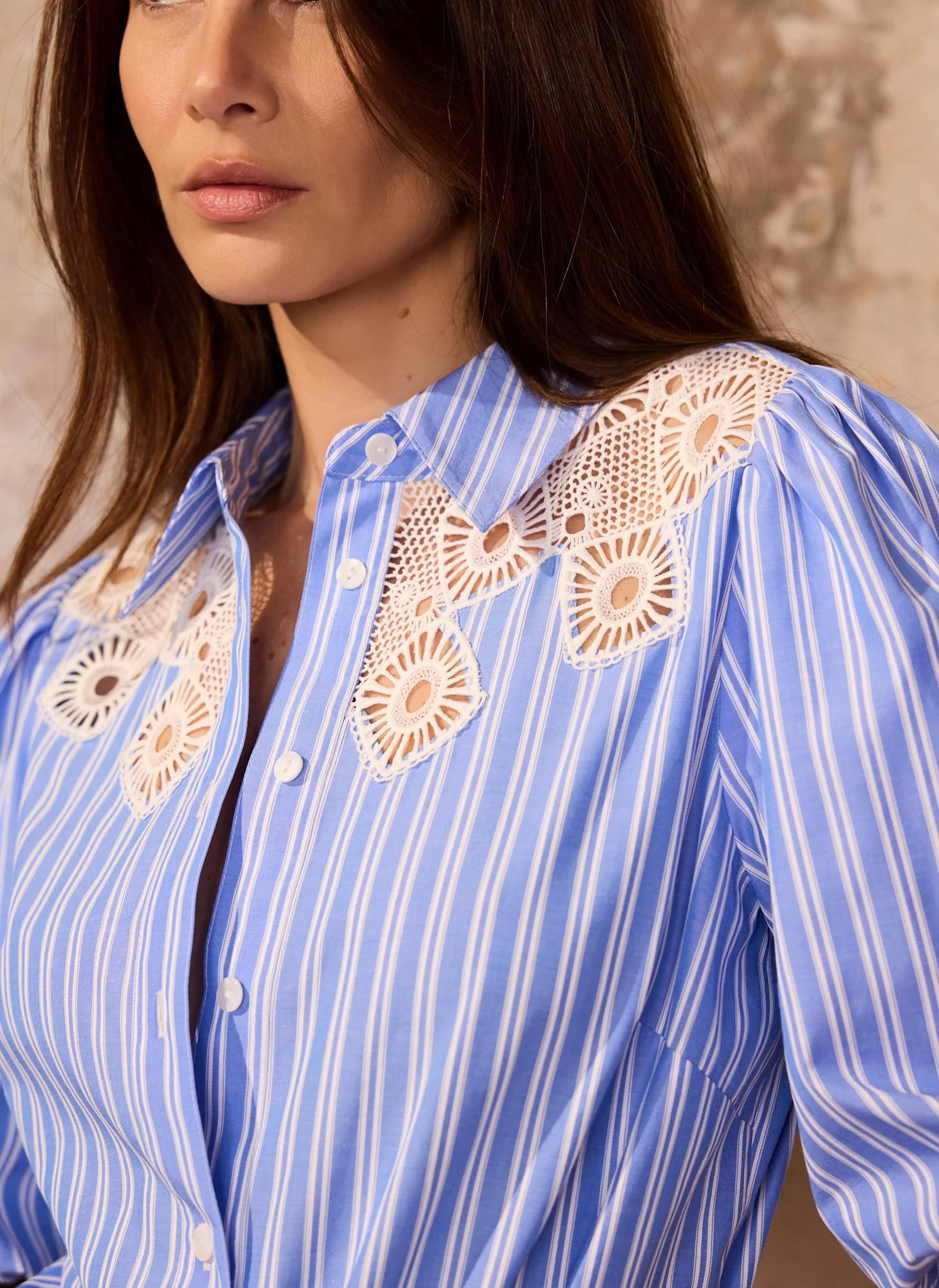 Blue Cotton Blend Striped Shirt - Image 5