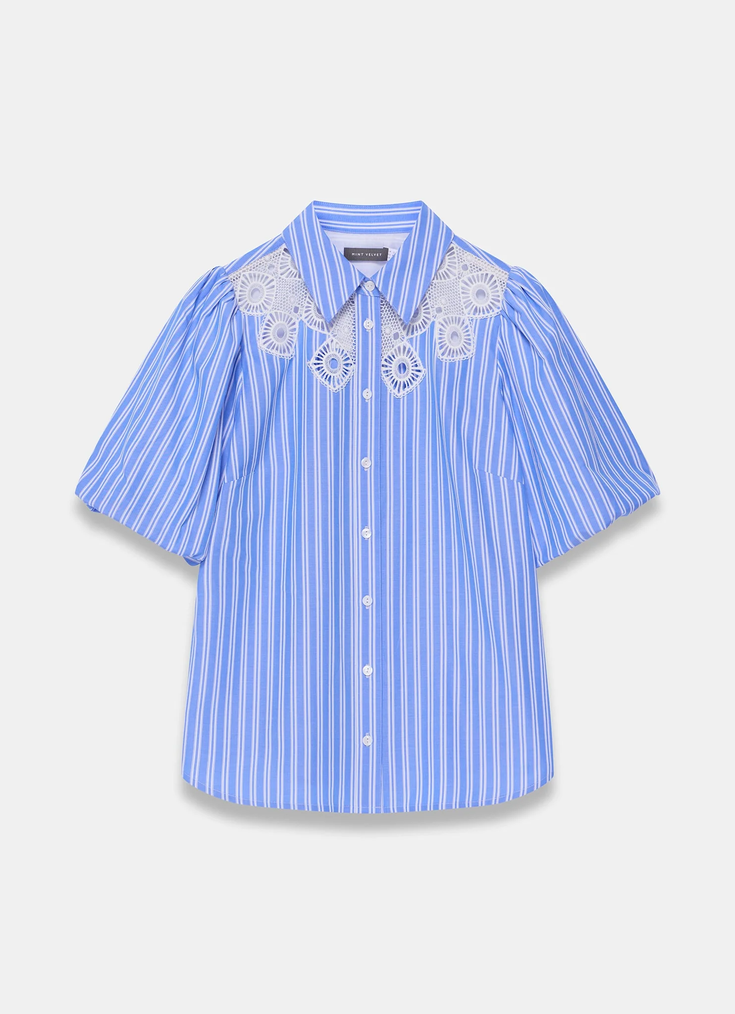 Blue Cotton Blend Striped Shirt - Image 7