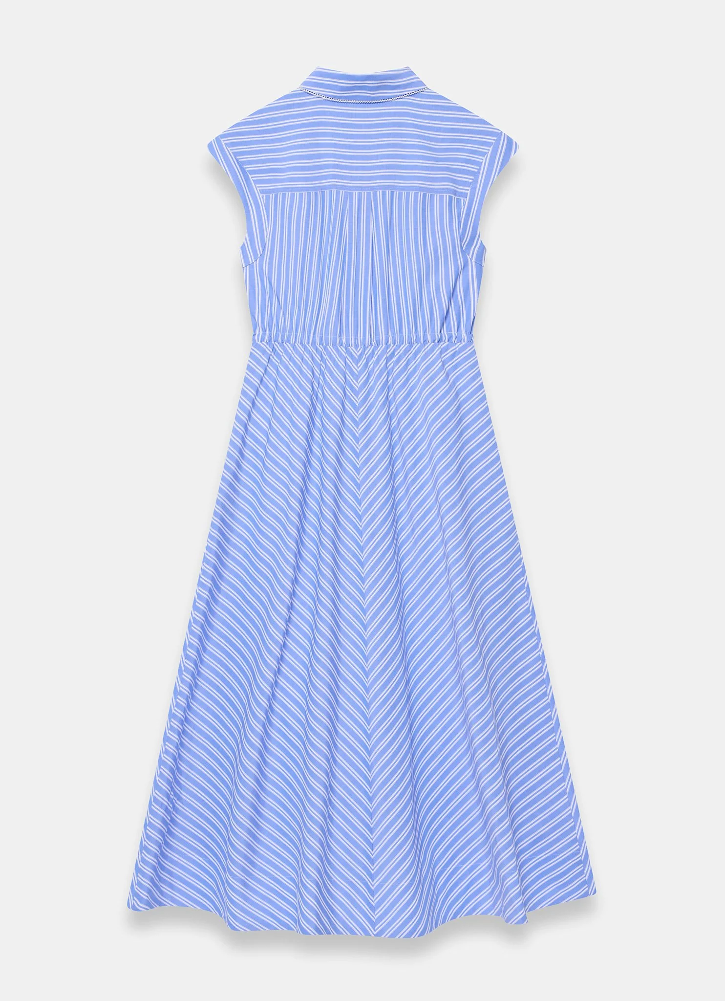 Blue Striped Midi Shirt Dress - Image 8