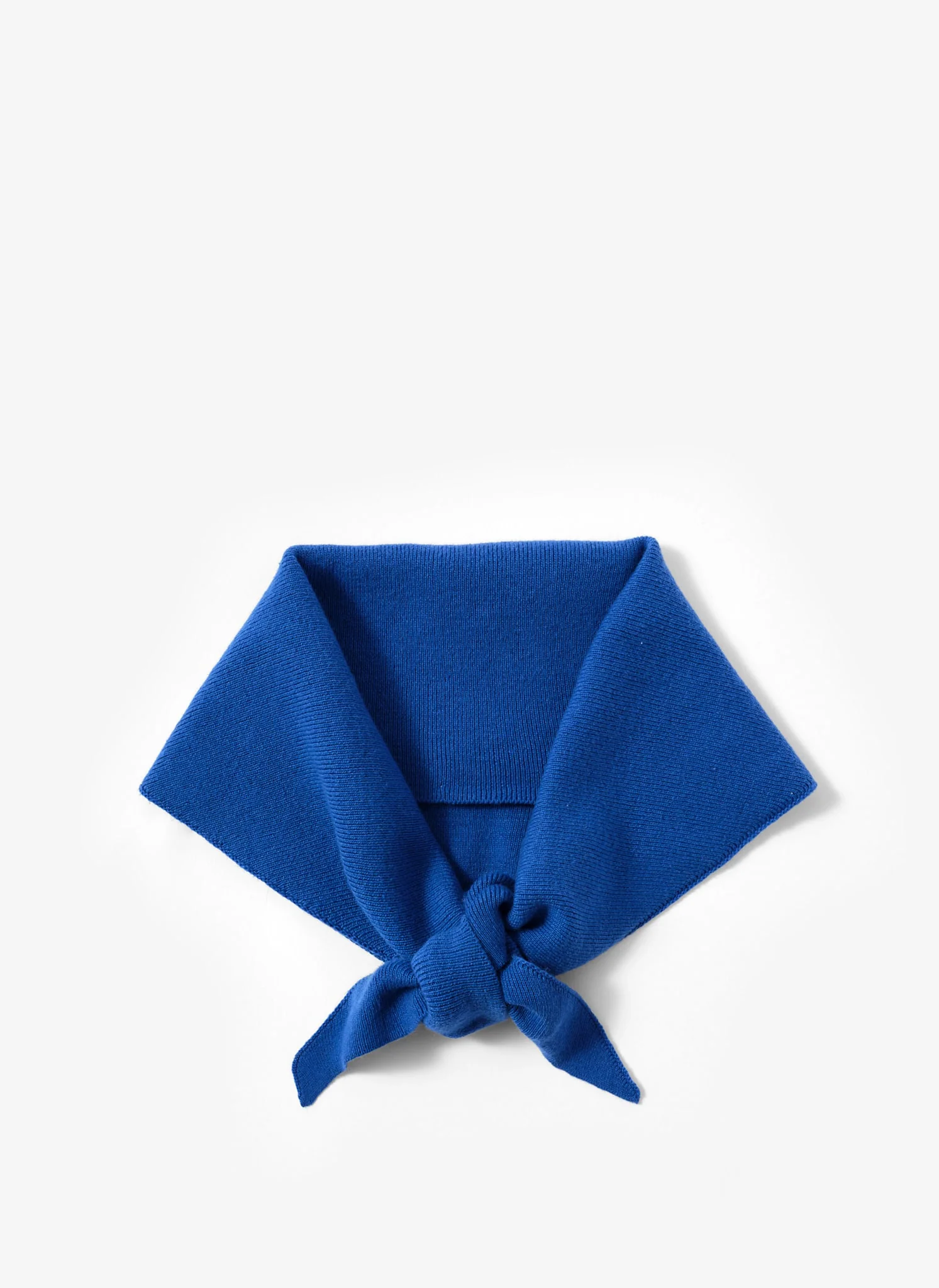 Blue Cotton Blend Triangle Knit Scarf - Image 3