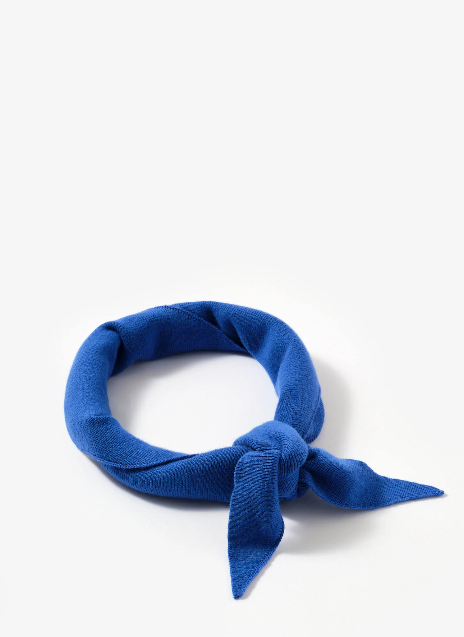 Blue Cotton Blend Triangle Knit Scarf - Image 5