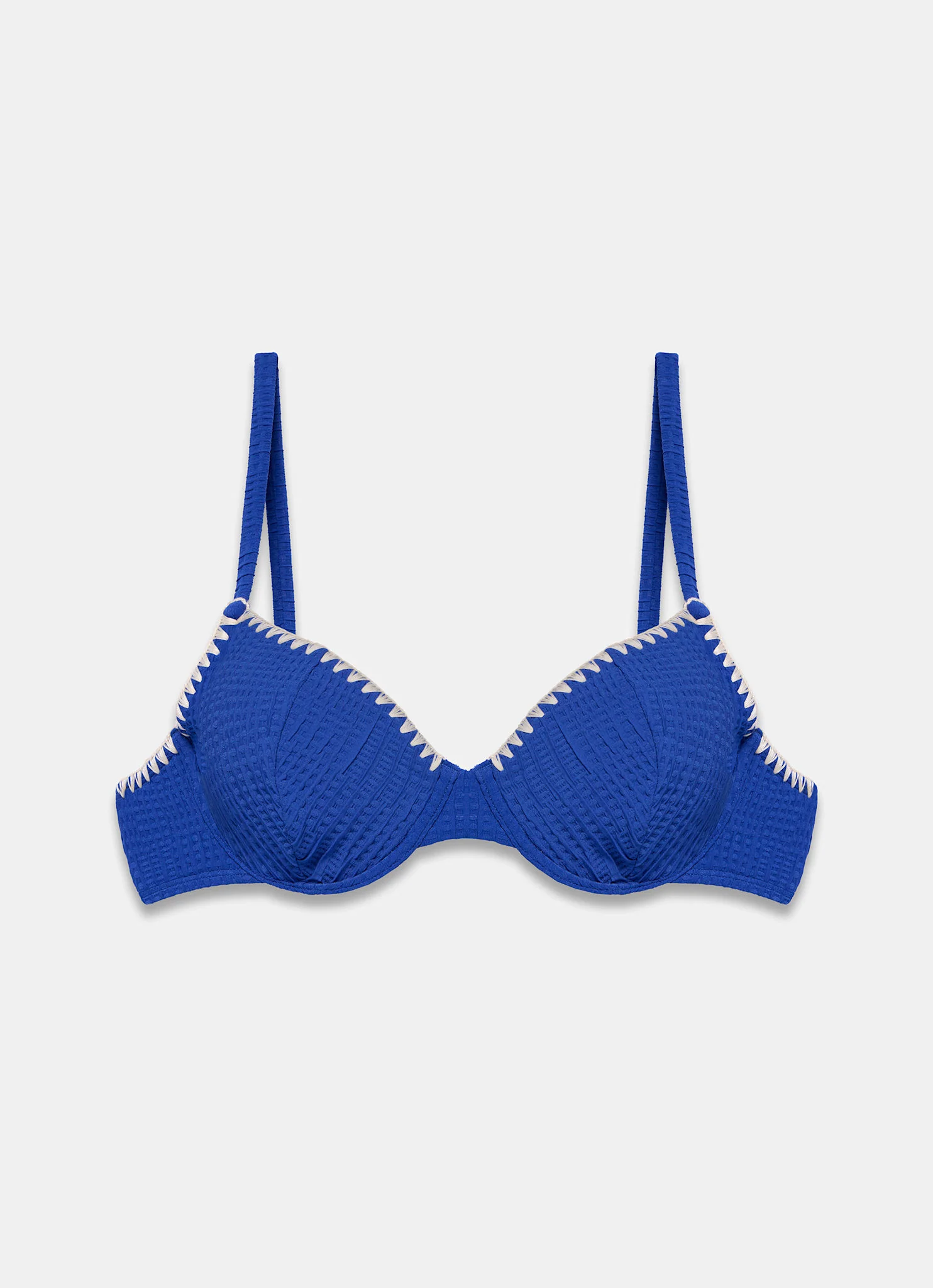 Blue Whipstitch Waffle Bikini Top - Image 7