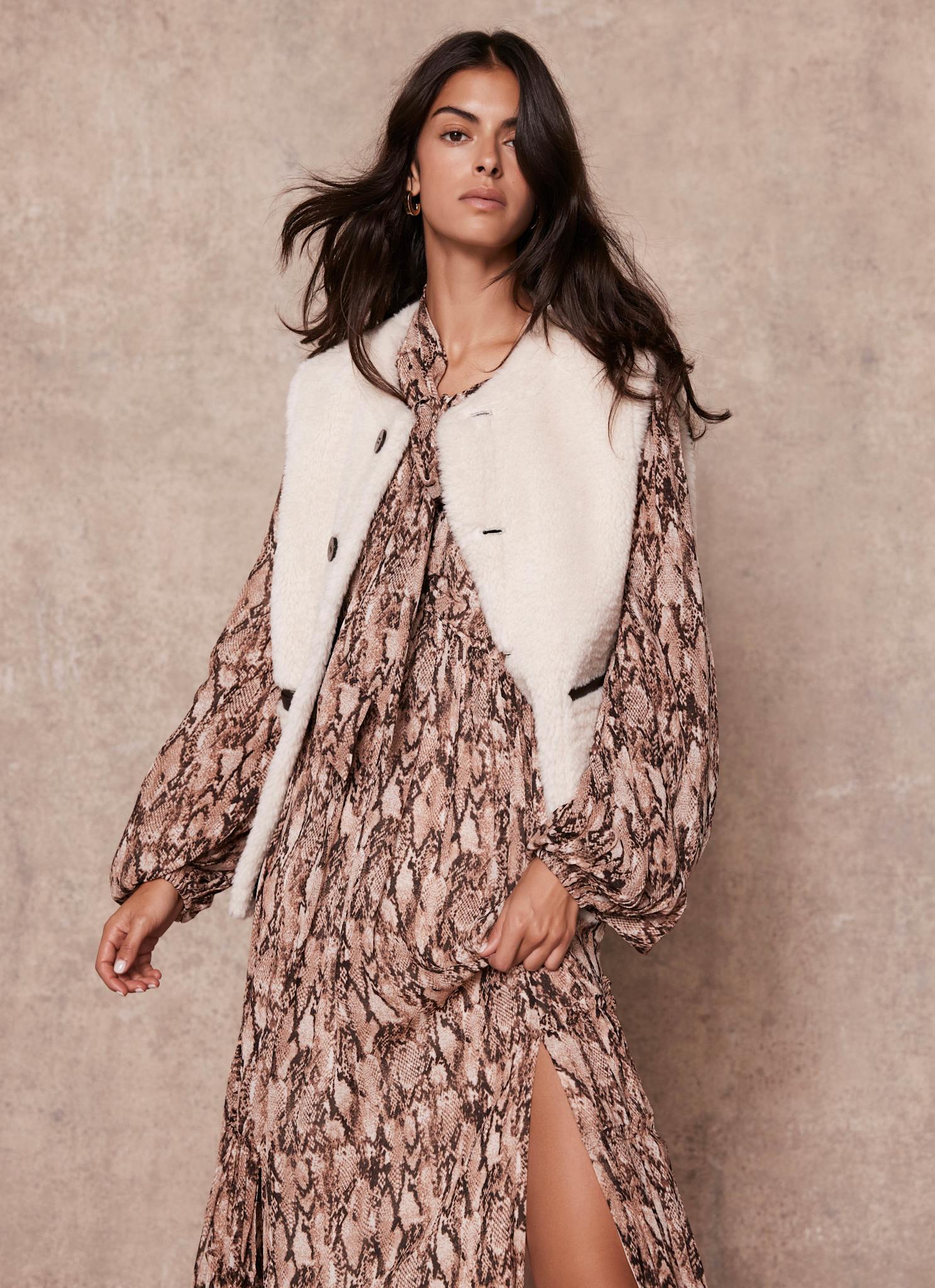Brown Bonded Reversible Collarless Gilet - Image 3