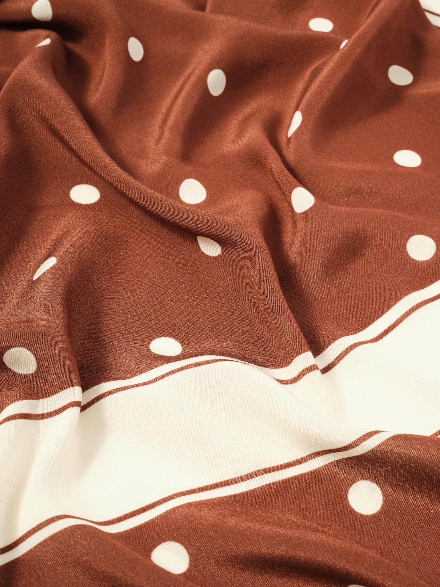 Brown Polka Dot Print Scarf - Image 4