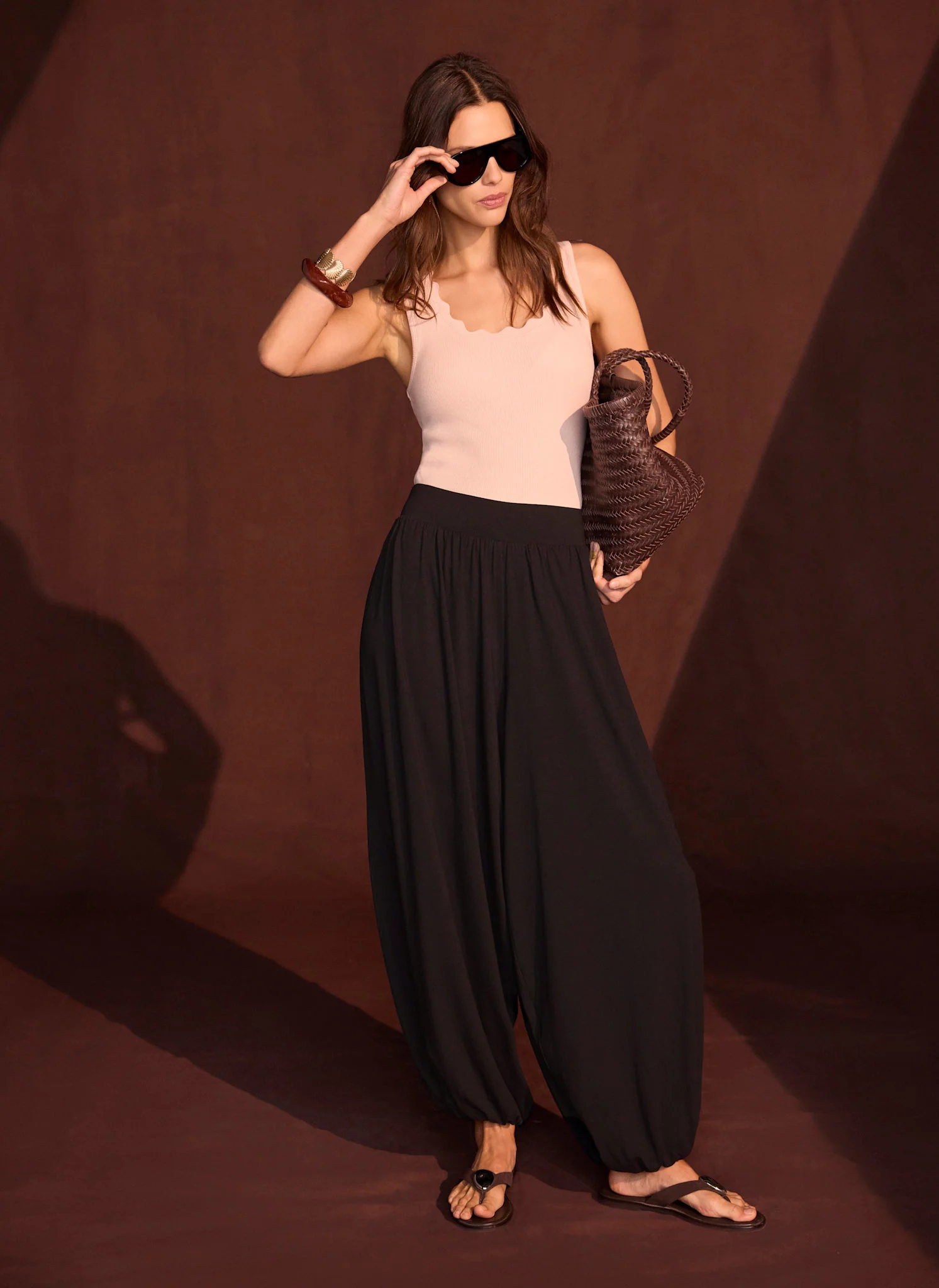 Brown Jersey Balloon Trousers - Image 2