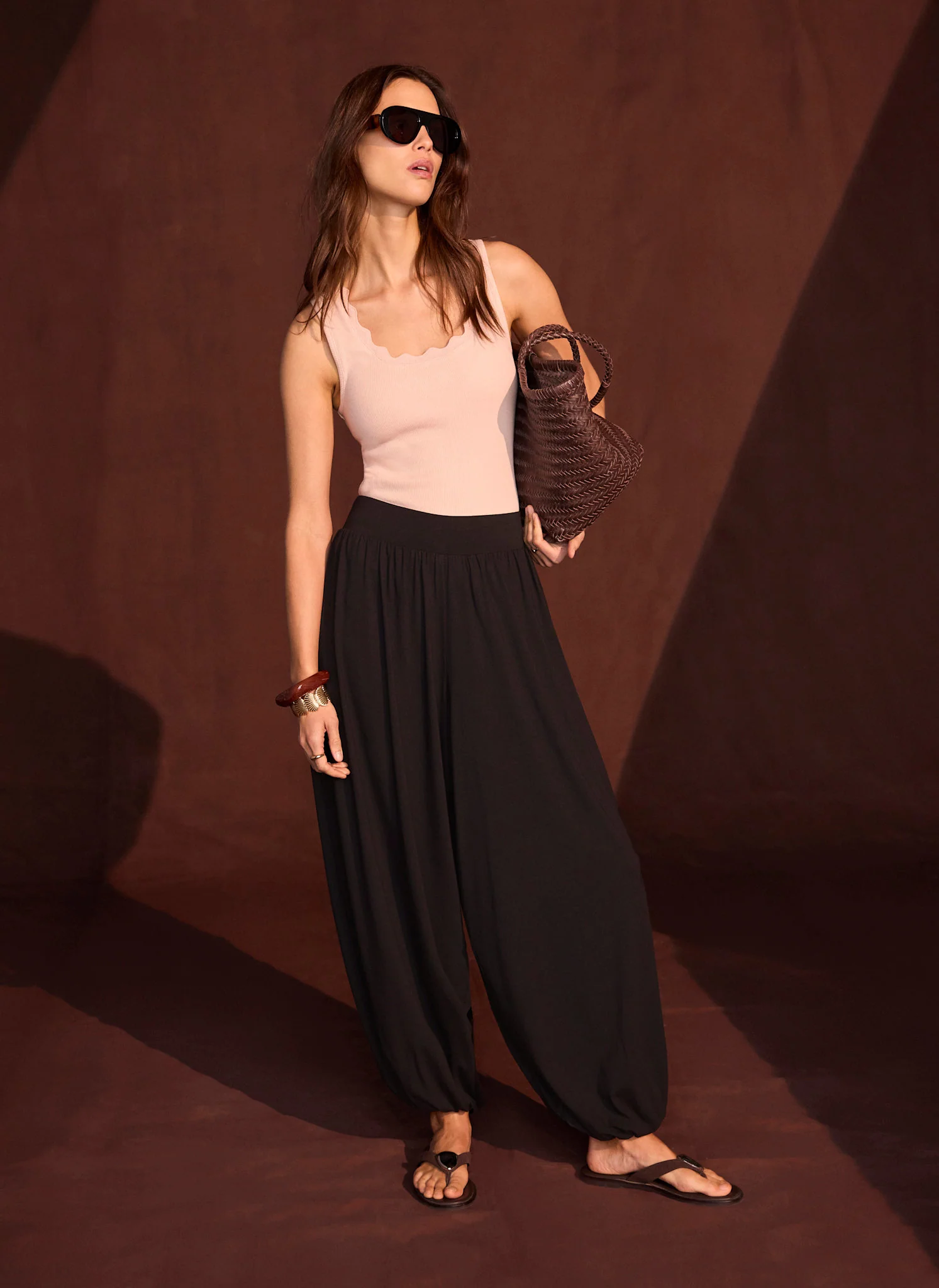 Brown Jersey Balloon Trousers - Image 4