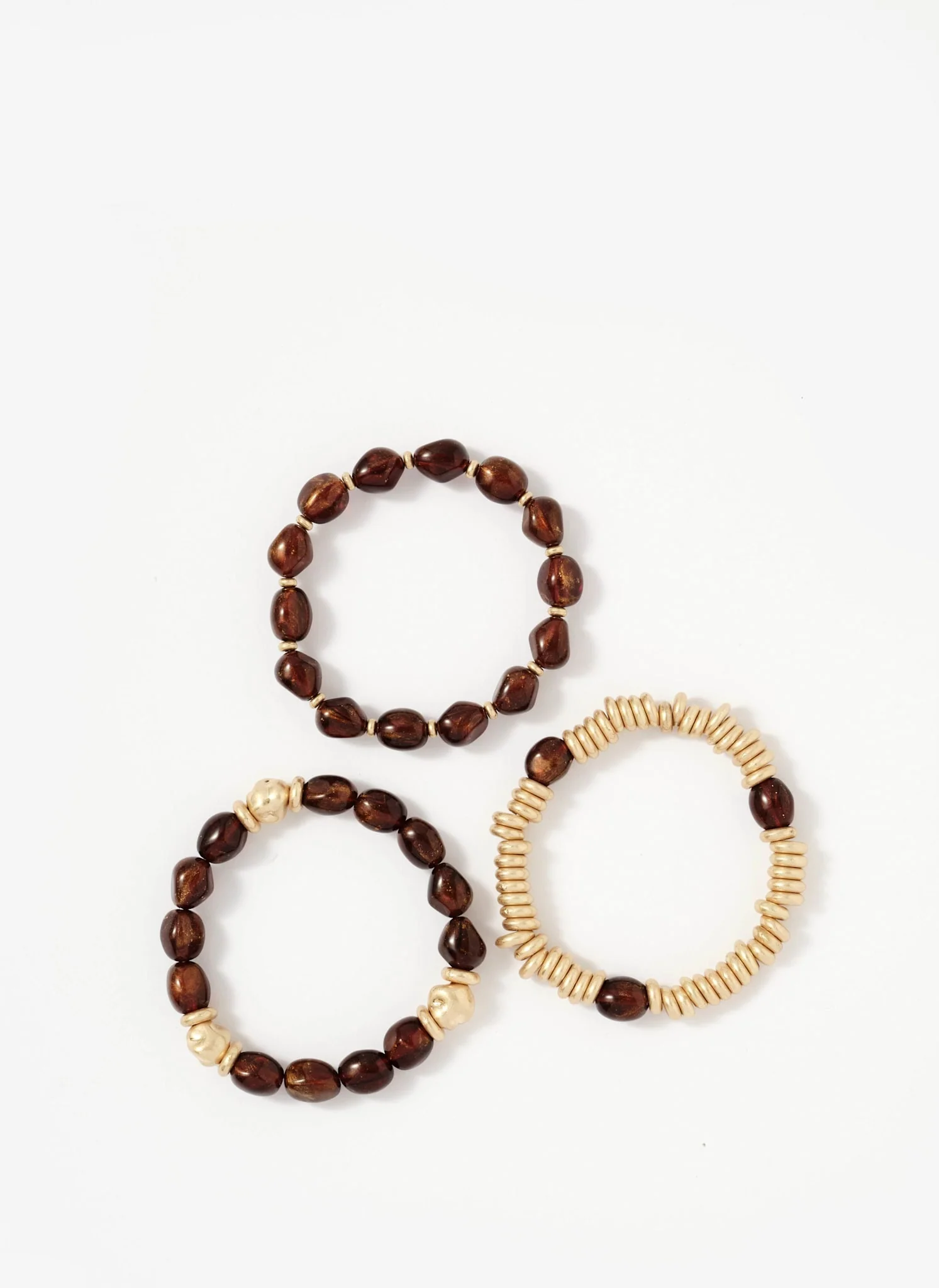 Brown Beaded Bracelet Set