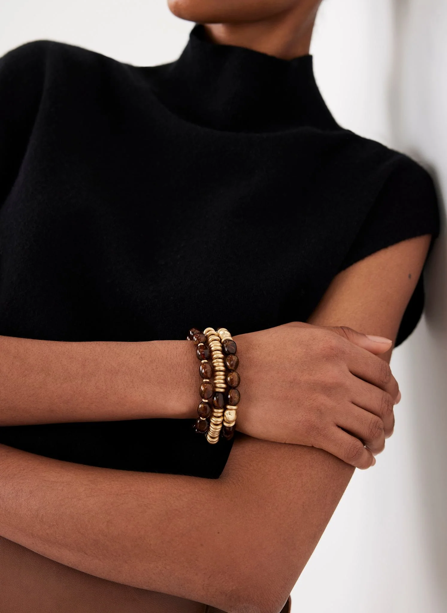 Brown Beaded Bracelet Set - Image 2