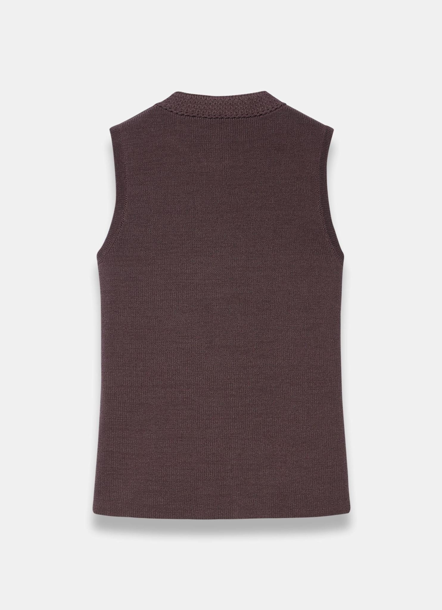 Brown Sunray Button Knit Sleeveless Top - Image 7