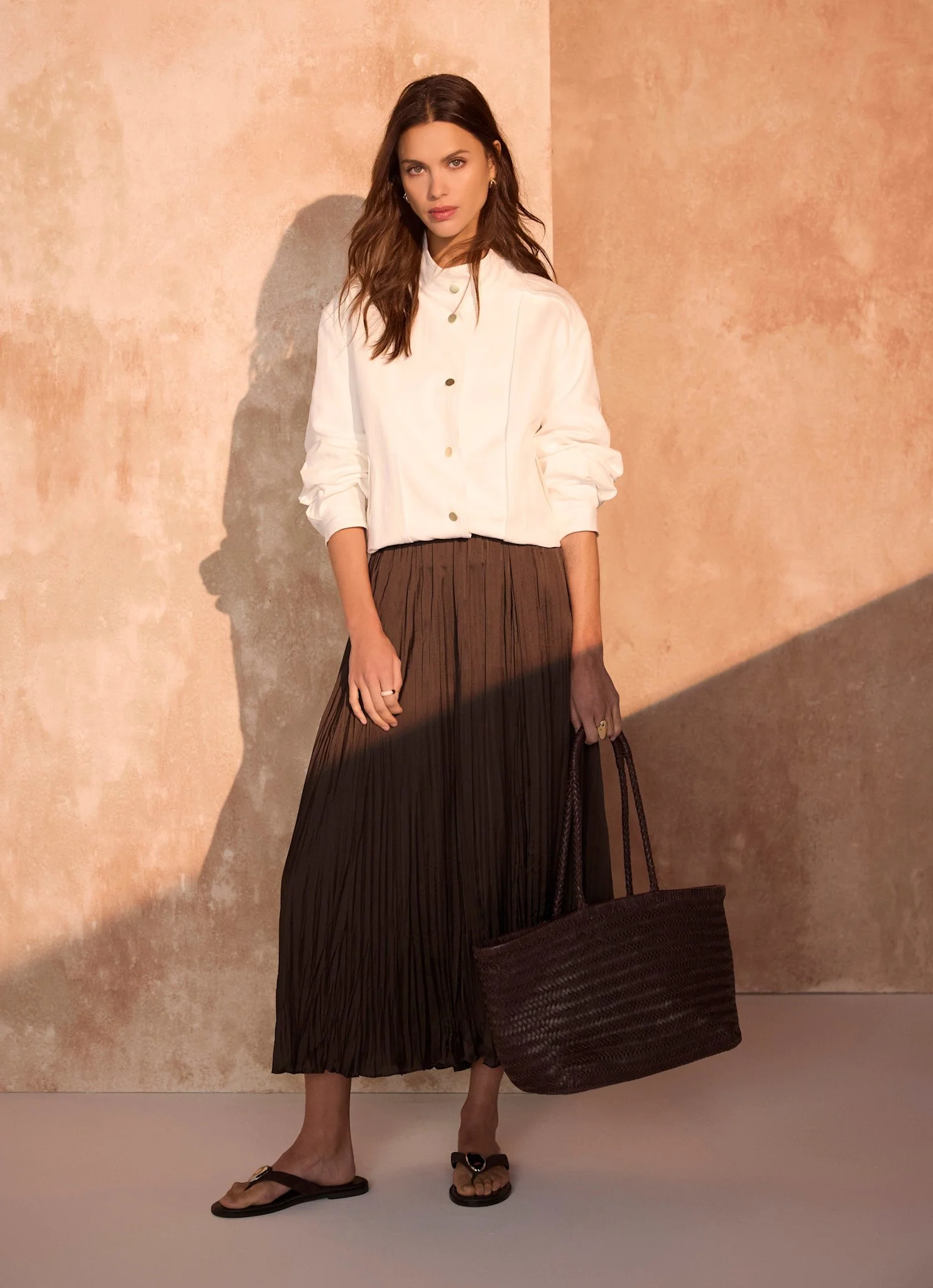 Brown Crinkle Maxi Skirt - Image 3
