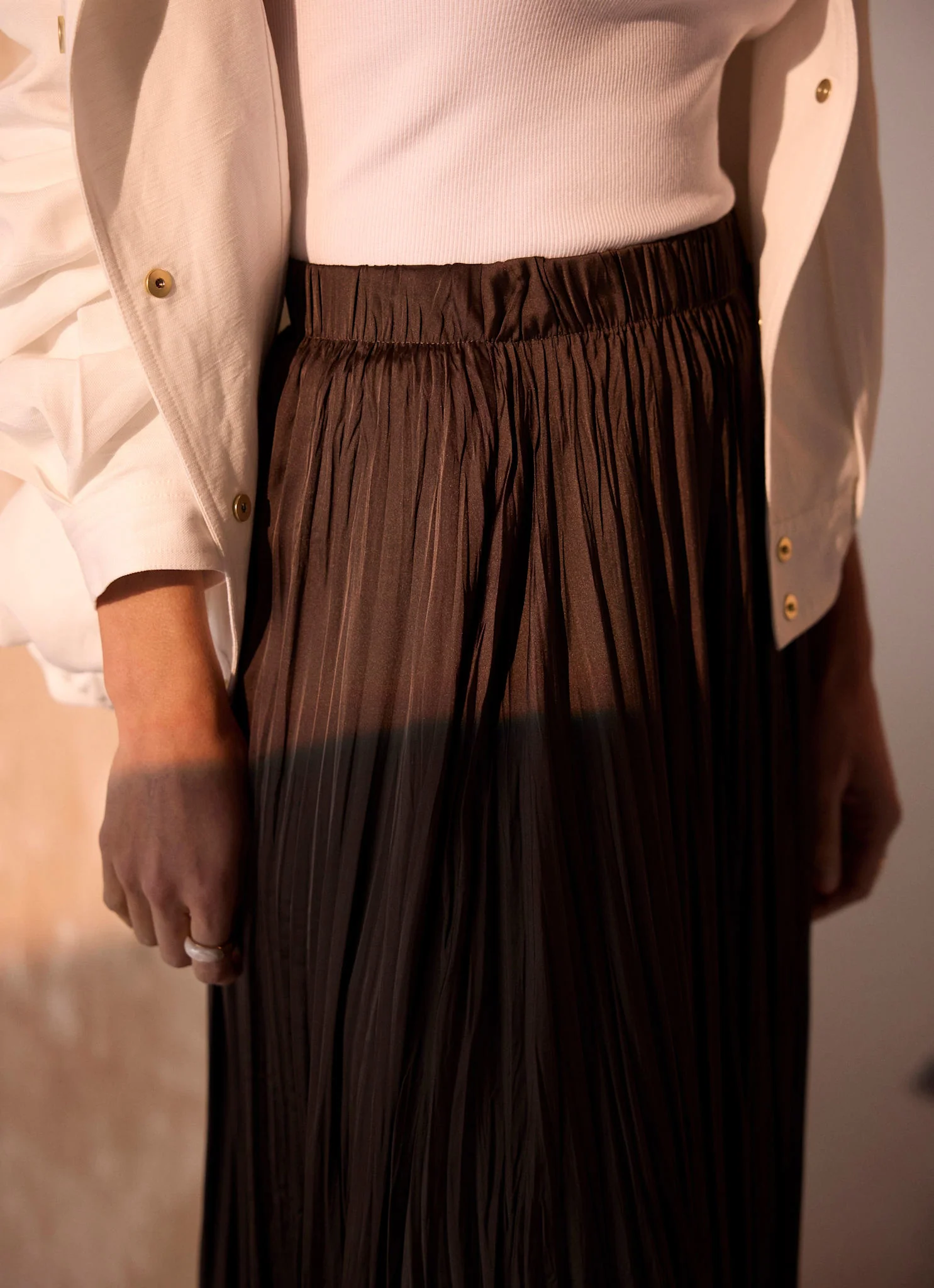 Brown Crinkle Maxi Skirt - Image 4