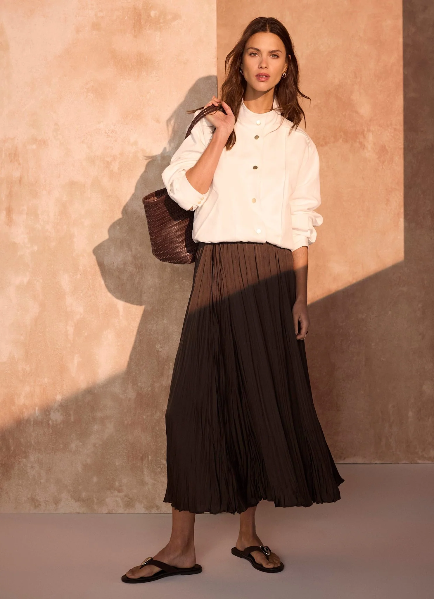 Brown Crinkle Maxi Skirt - Image 5