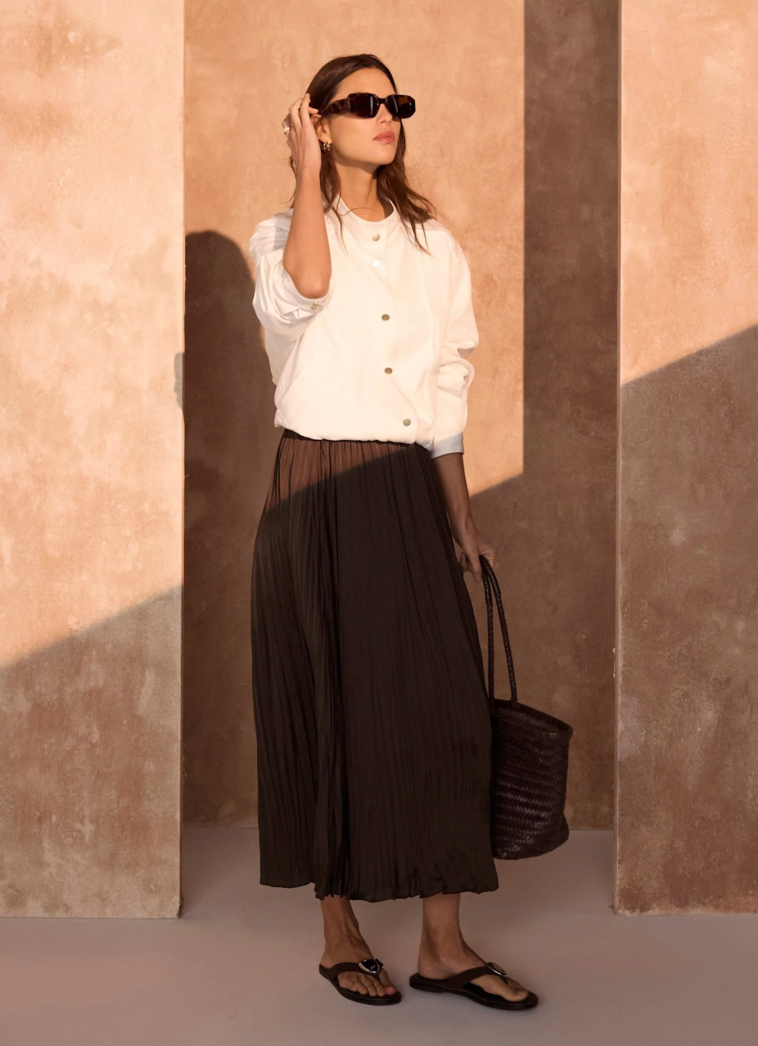 Brown Crinkle Maxi Skirt - Image 6