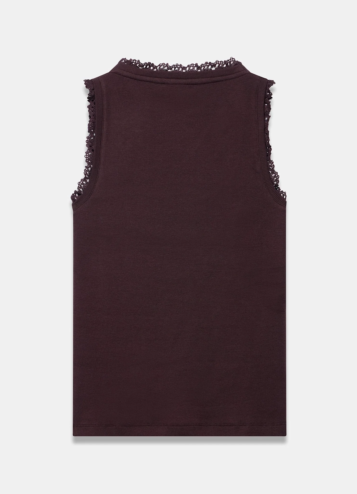 Brown Crochet Trim Vest Top - Image 7