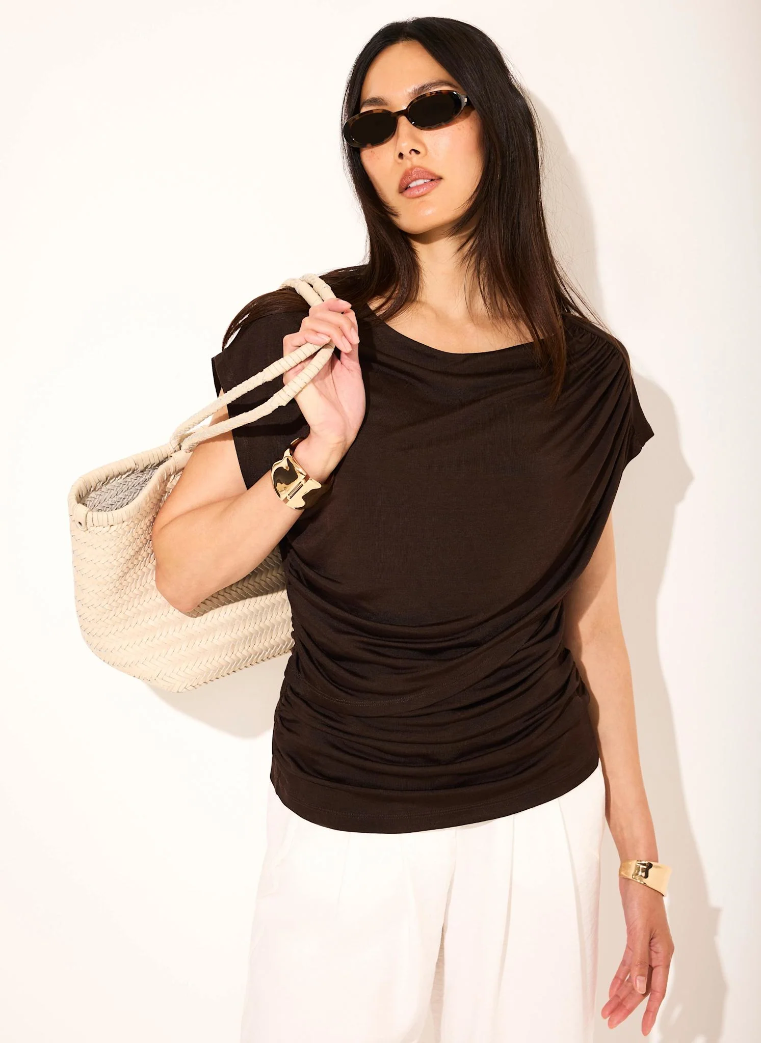 Dark Brown Layered Drape Top - Image 6