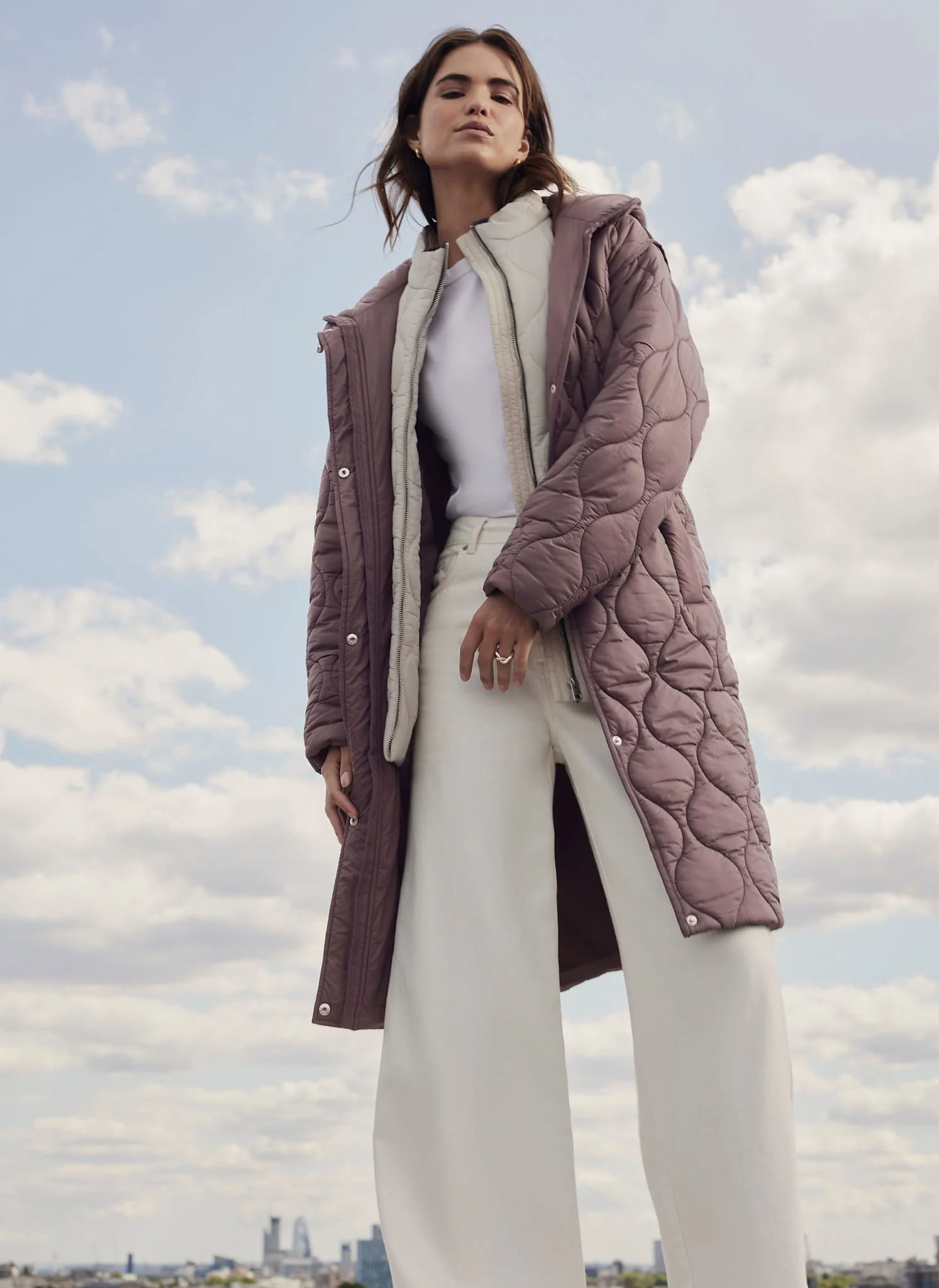 Brown Double Layer Quilted Coat - Image 3