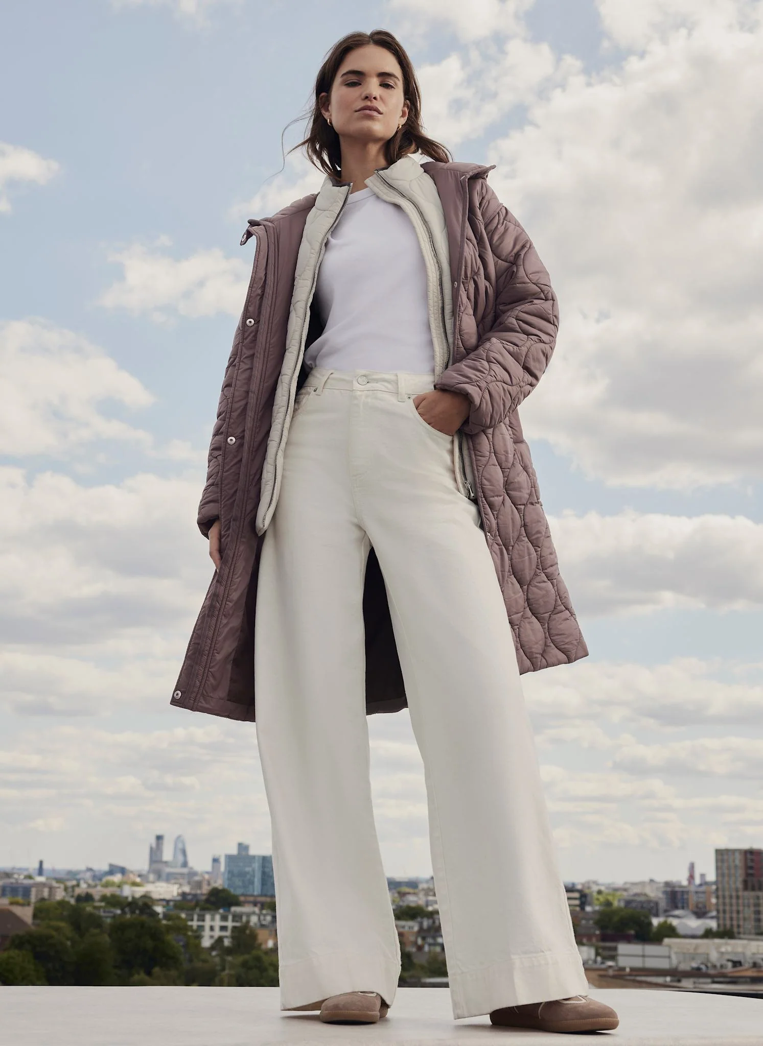 Brown Double Layer Quilted Coat - Image 5
