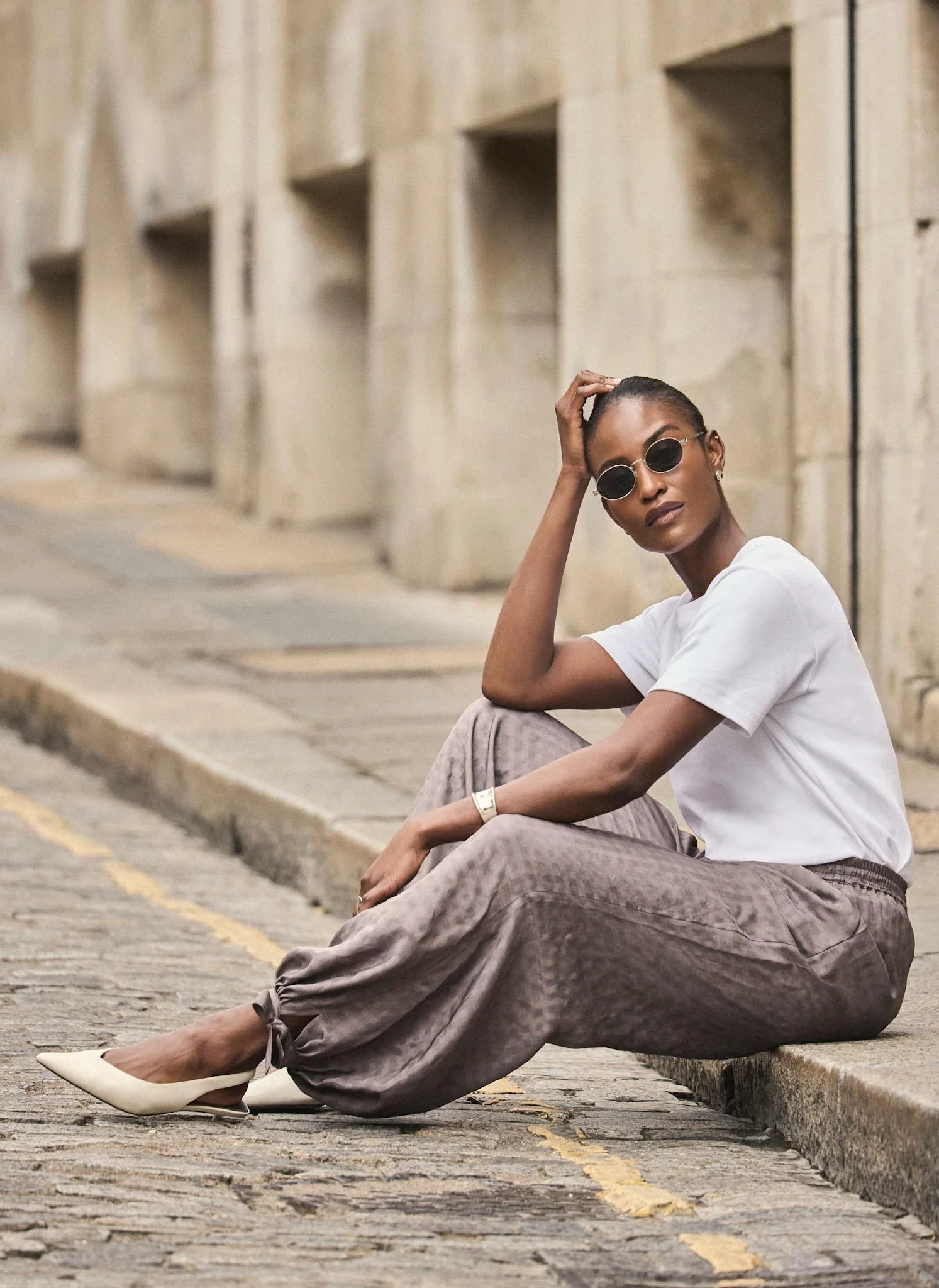 Brown Checked Soft Balloon Trousers - Image 3