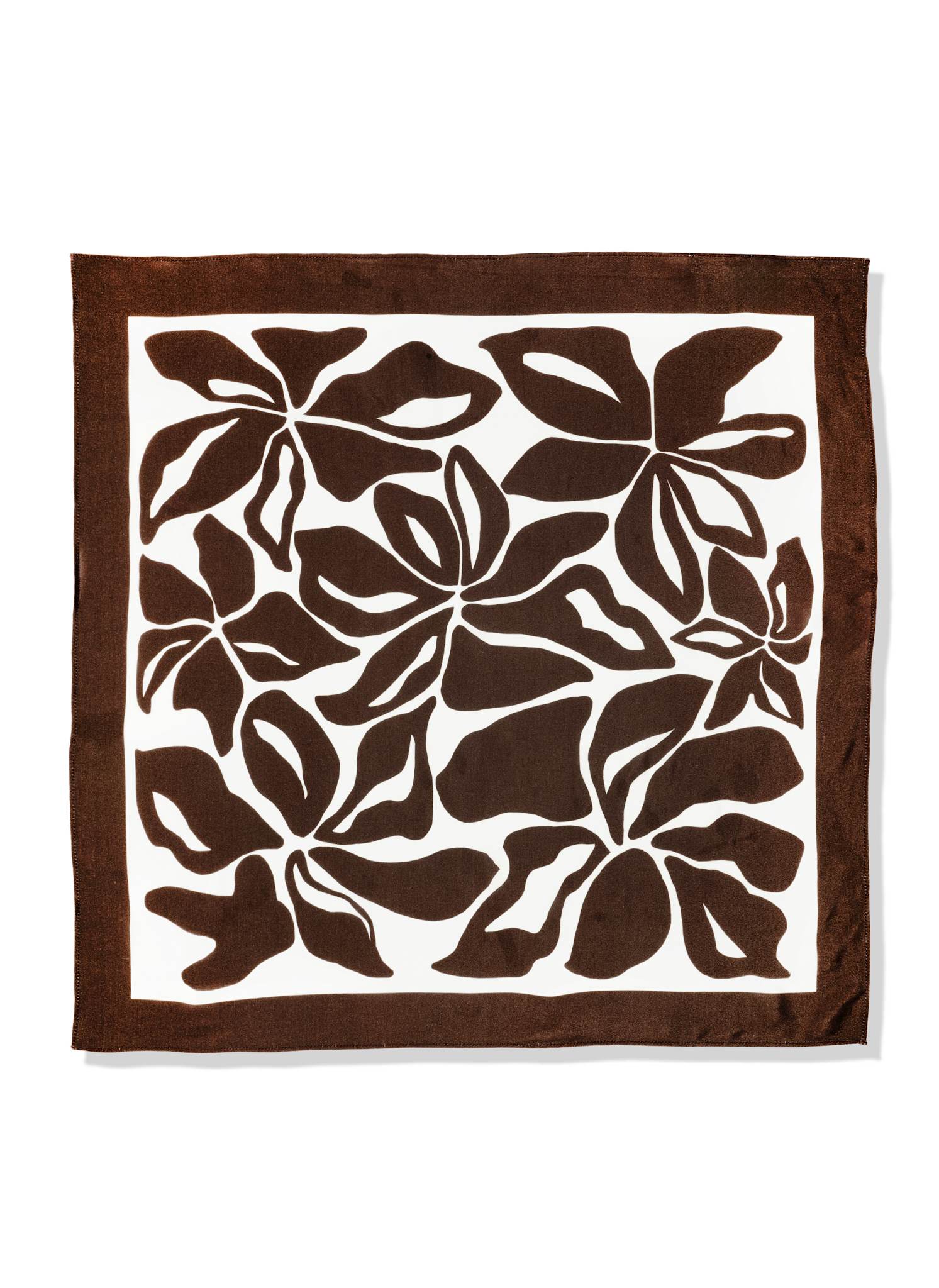 Brown Satin Fern Print Square Scarf - Image 3