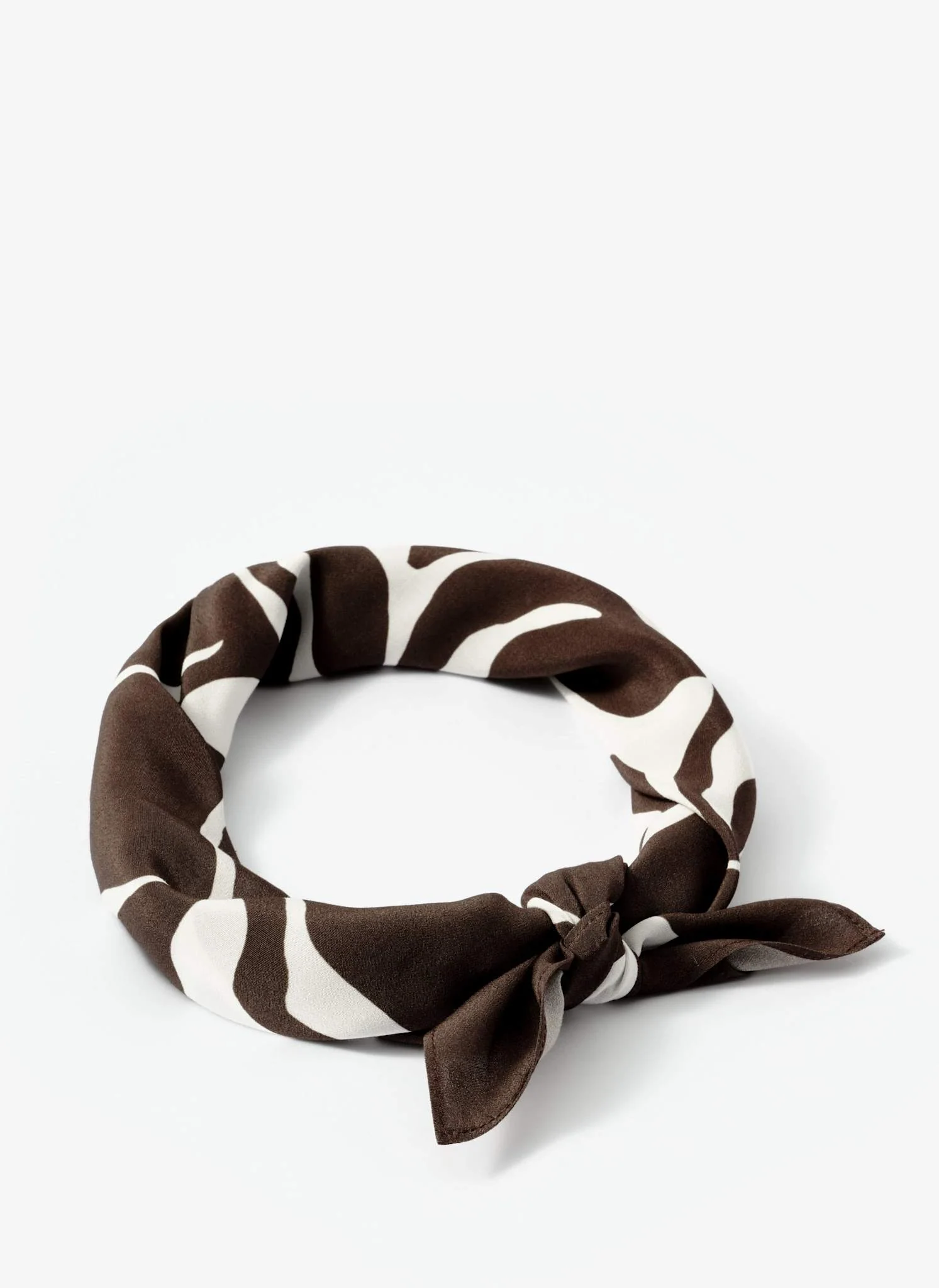Brown Satin Fern Print Square Scarf - Image 6