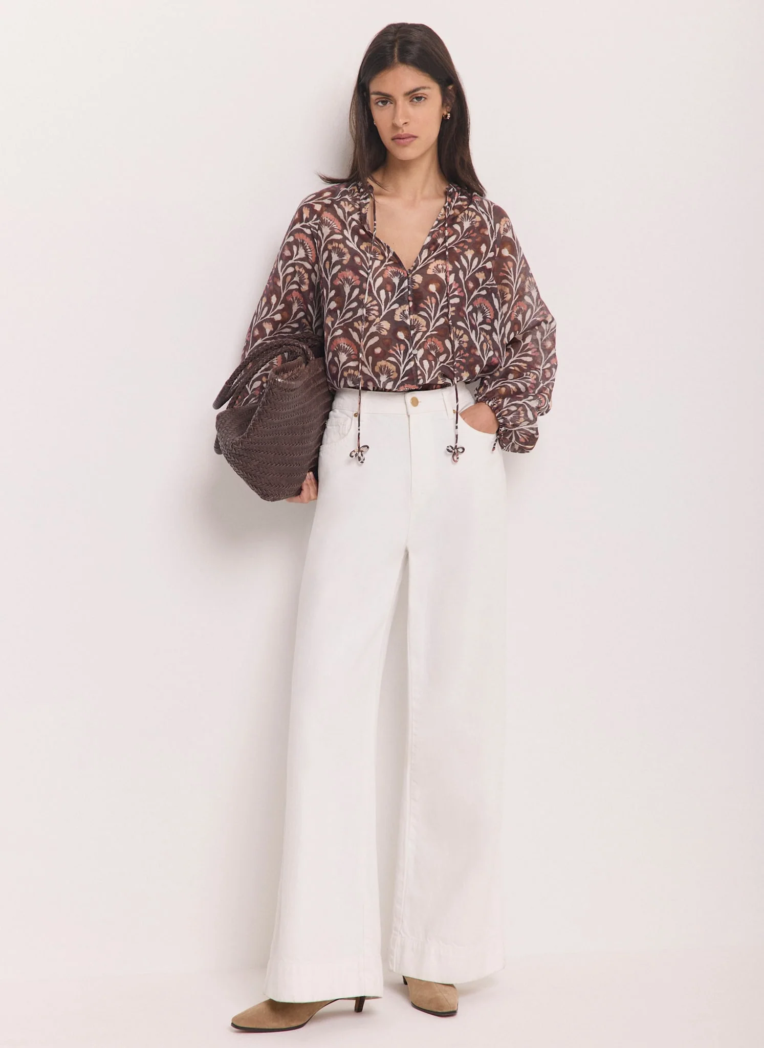Brown Floral Print Blouse - Image 3