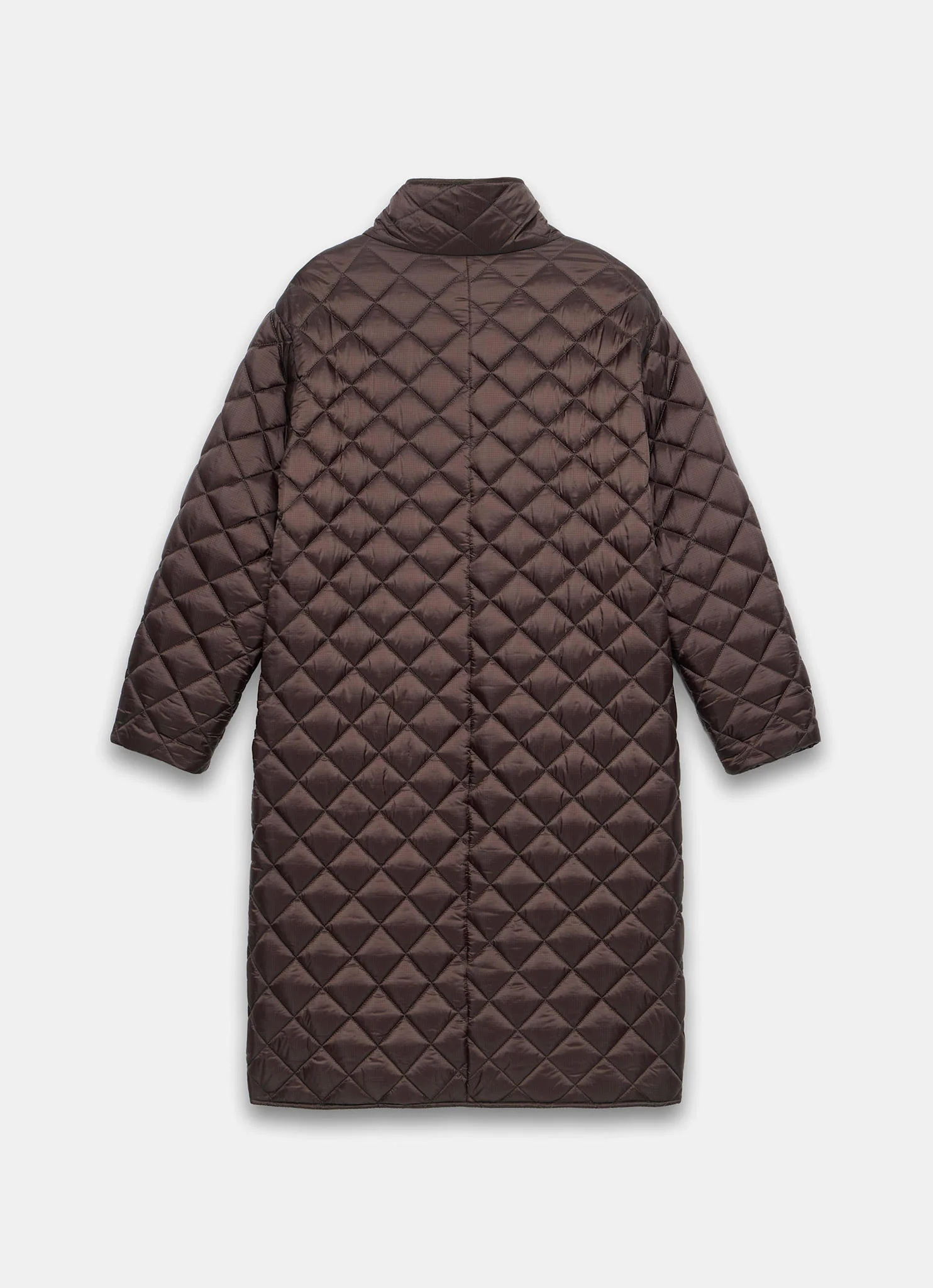 Brown Quilted Funnel Neck Coat - Image 7