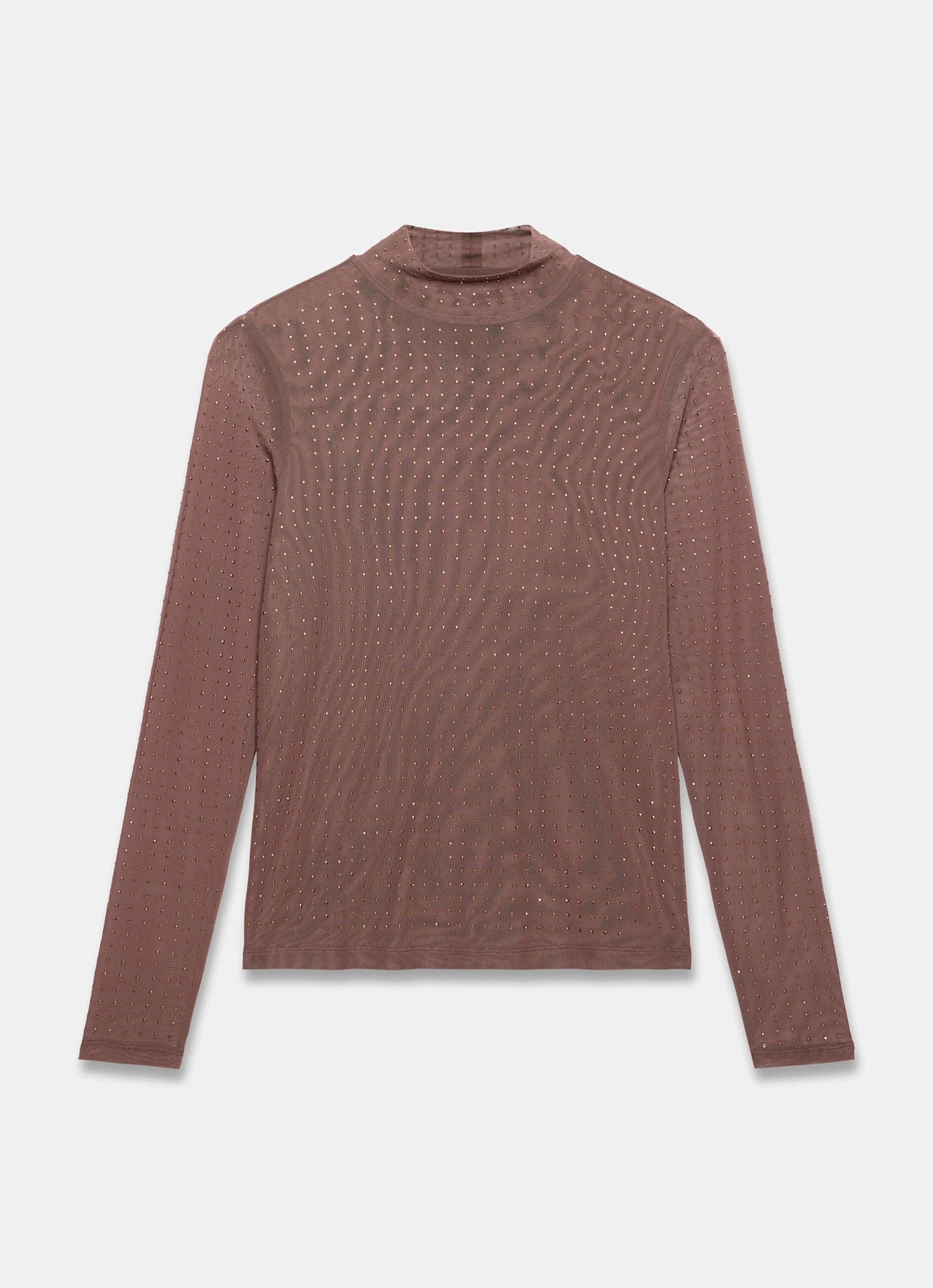 Brown Mesh Embellished Top - Image 6