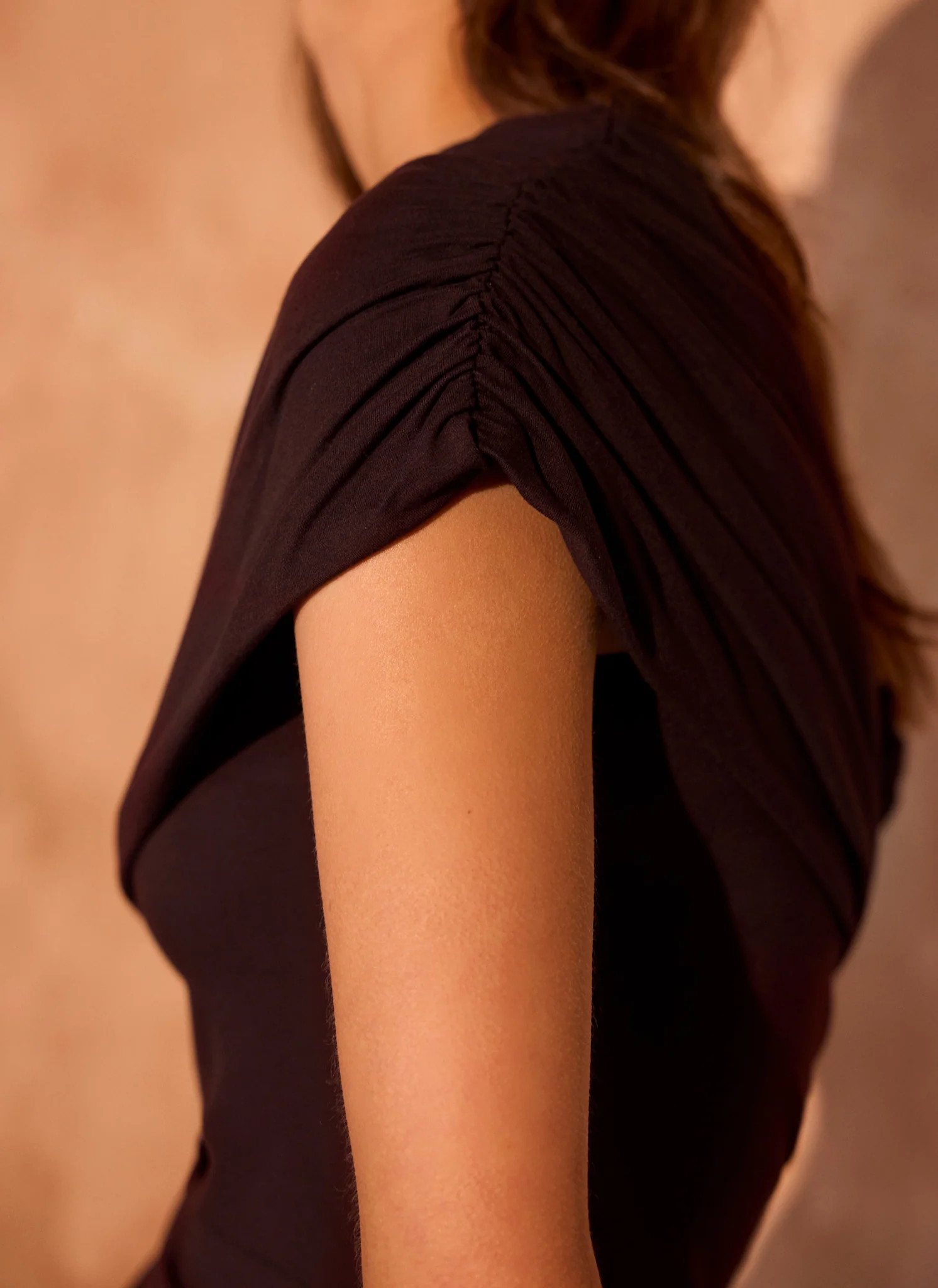 Brown One Shoulder Drape Top - Image 4