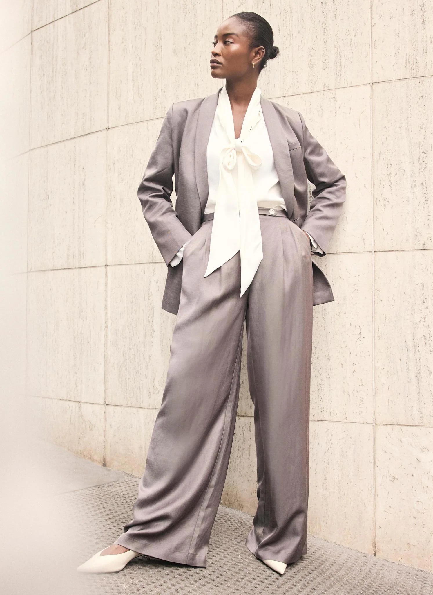 Brown Tailored Wide Leg Trousers - Image 2
