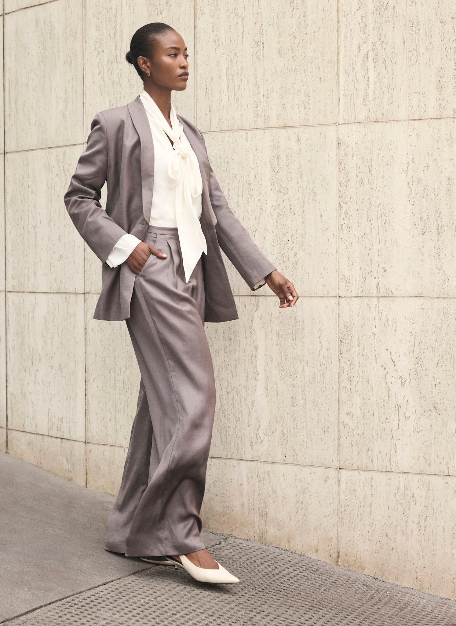 Brown Tailored Wide Leg Trousers - Image 3