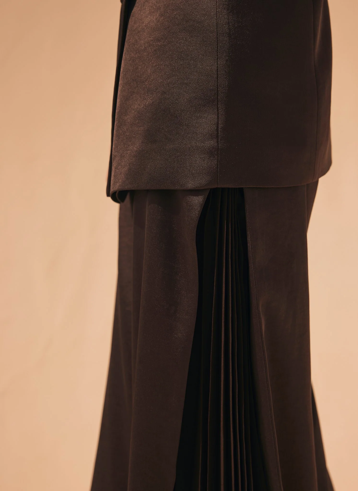 Brown Satin Side Pleat Wide Trousers - Image 4