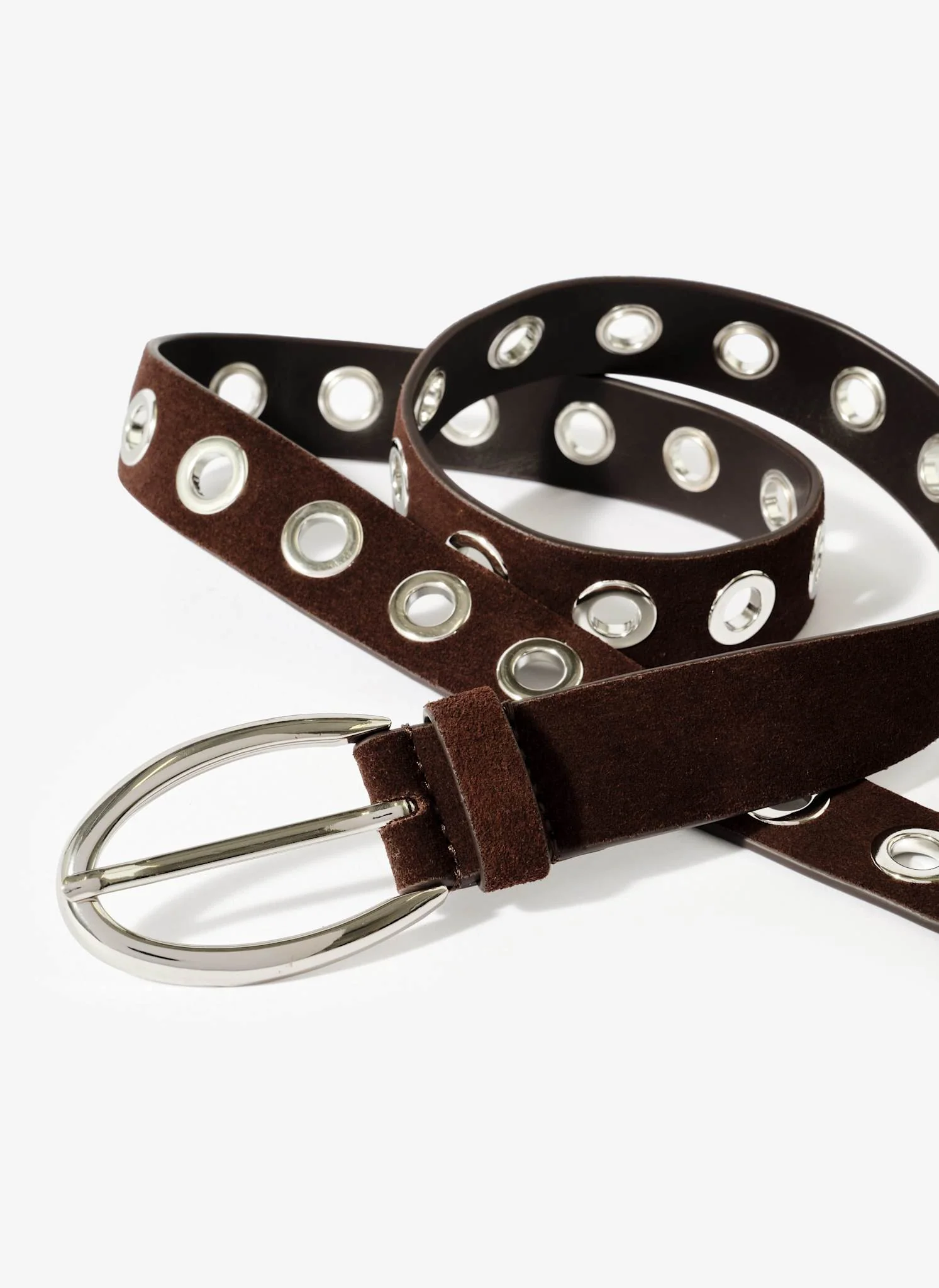 Brown Suede Eyelet Belt - Image 4