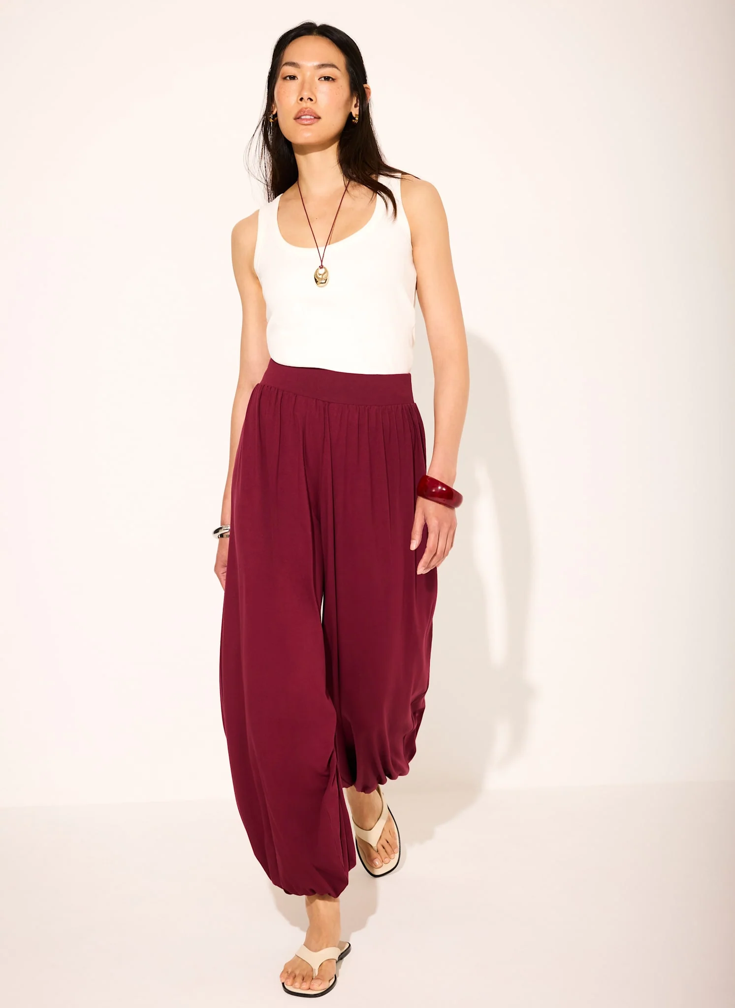 Red Jersey Balloon Trousers - Image 3