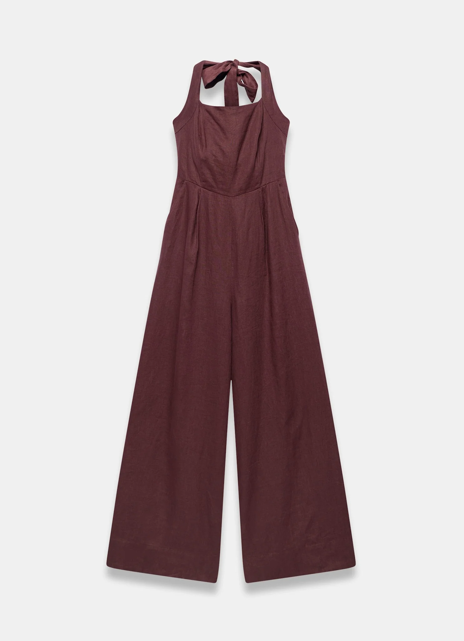Burgundy Linen Halter Jumpsuit - Image 7