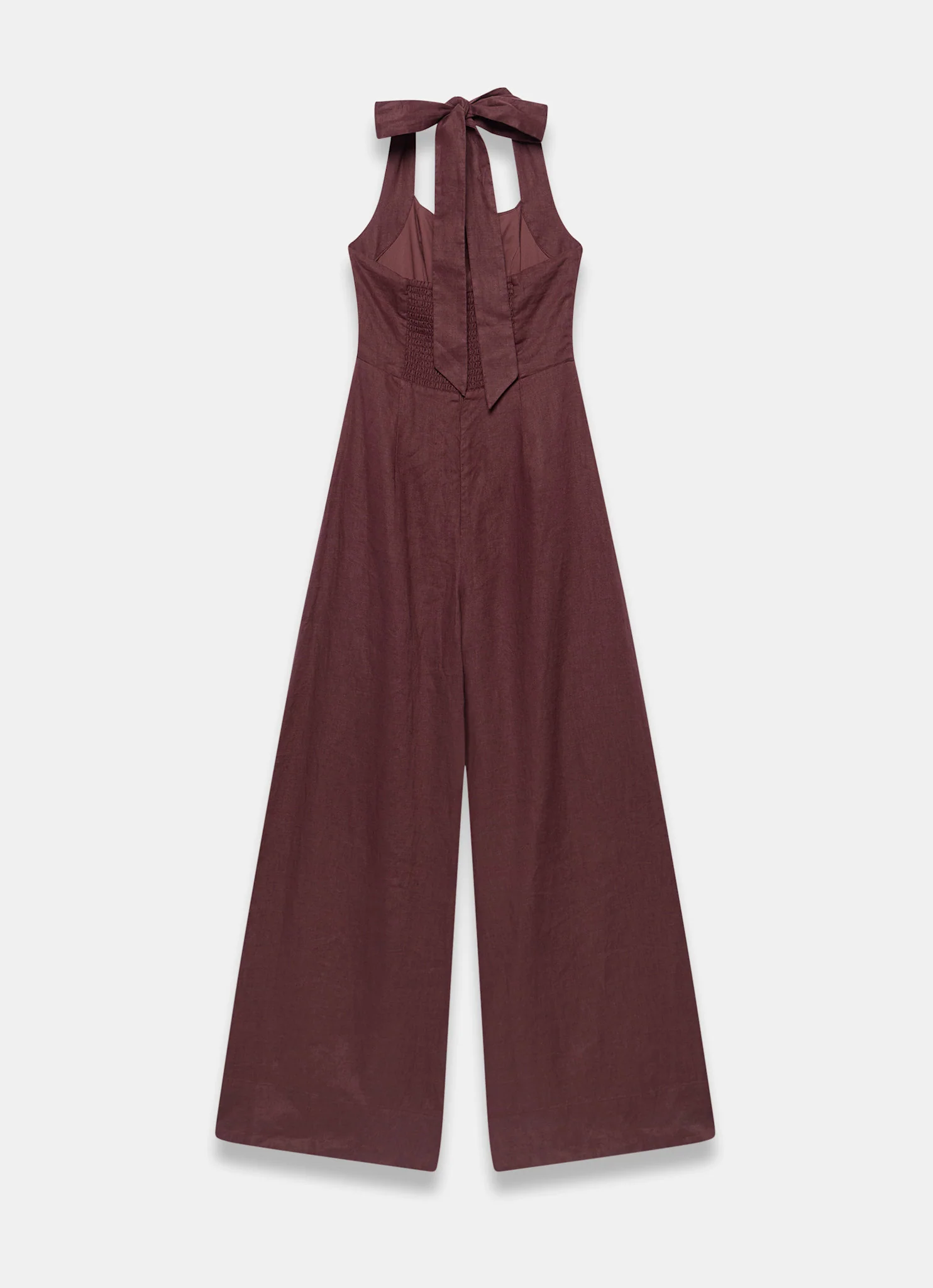 Burgundy Linen Halter Jumpsuit - Image 8