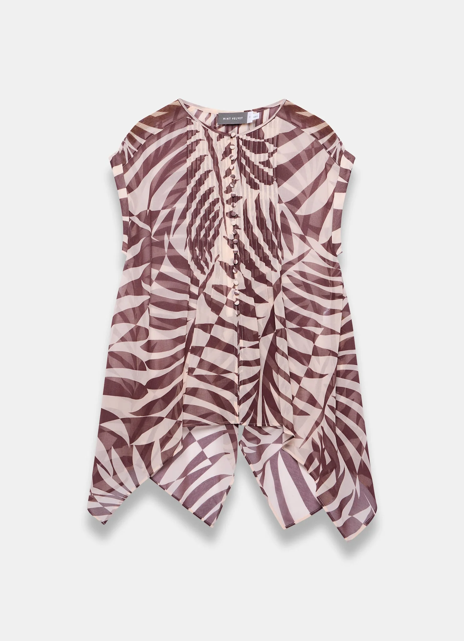 Burgundy Palm Print Sheer Tunic Top - Image 6