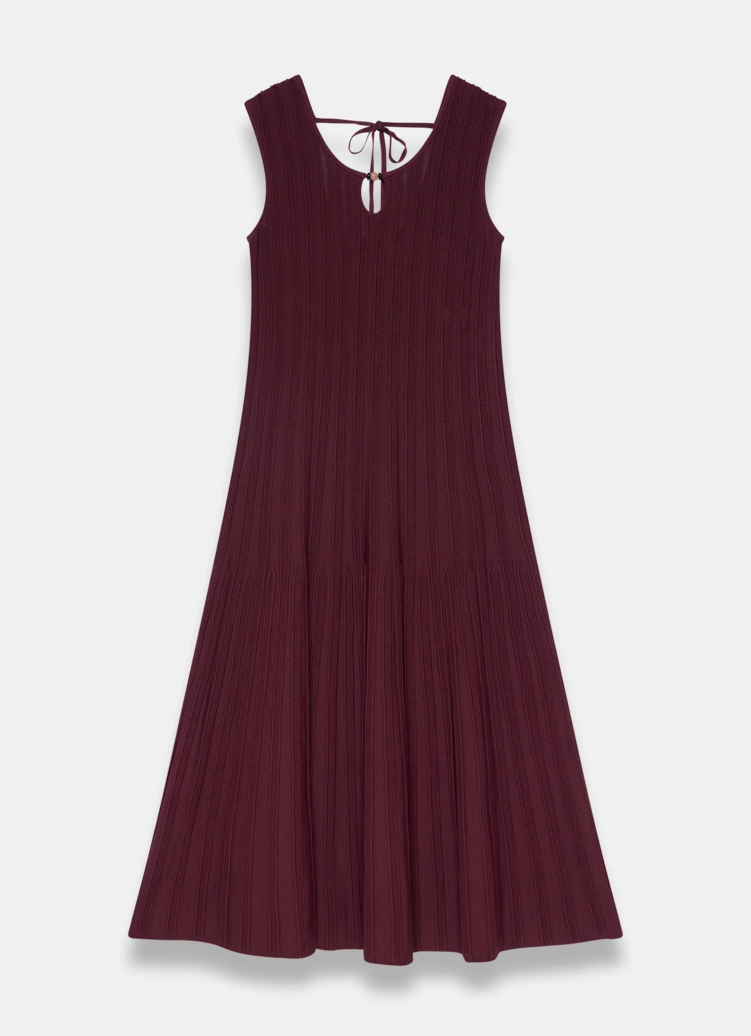 Burgundy Ribbed Beaded Midi Dress - Image 7