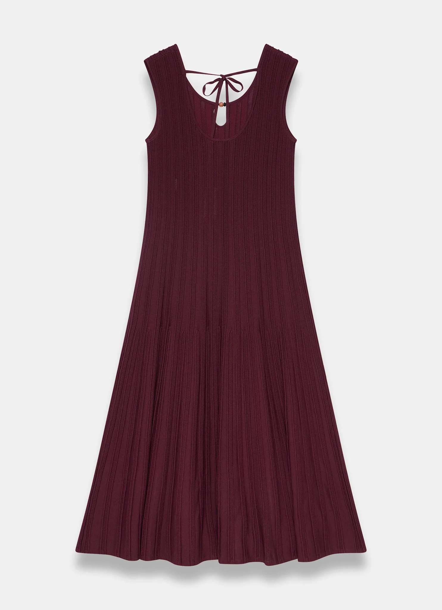 Burgundy Ribbed Beaded Midi Dress - Image 8