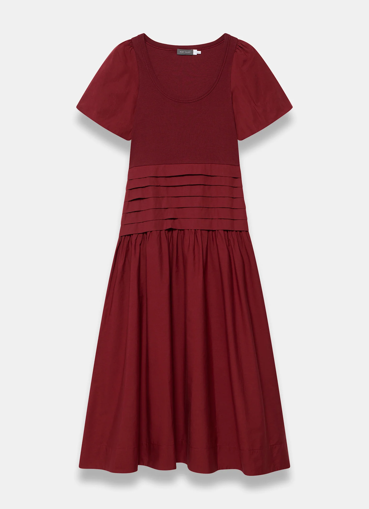 Burgundy Cotton Blend Midi Dress - Image 7