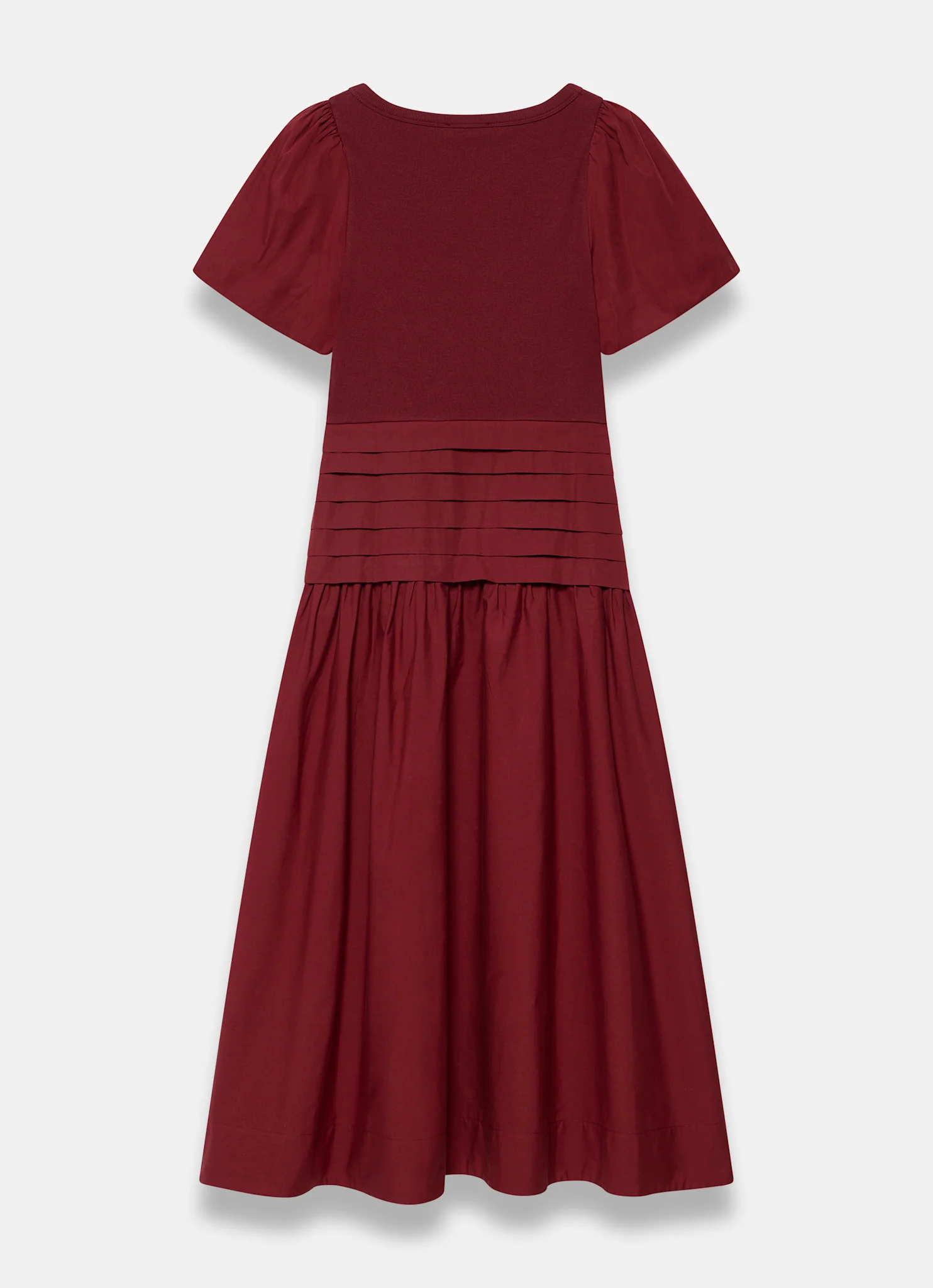 Burgundy Cotton Blend Midi Dress - Image 8