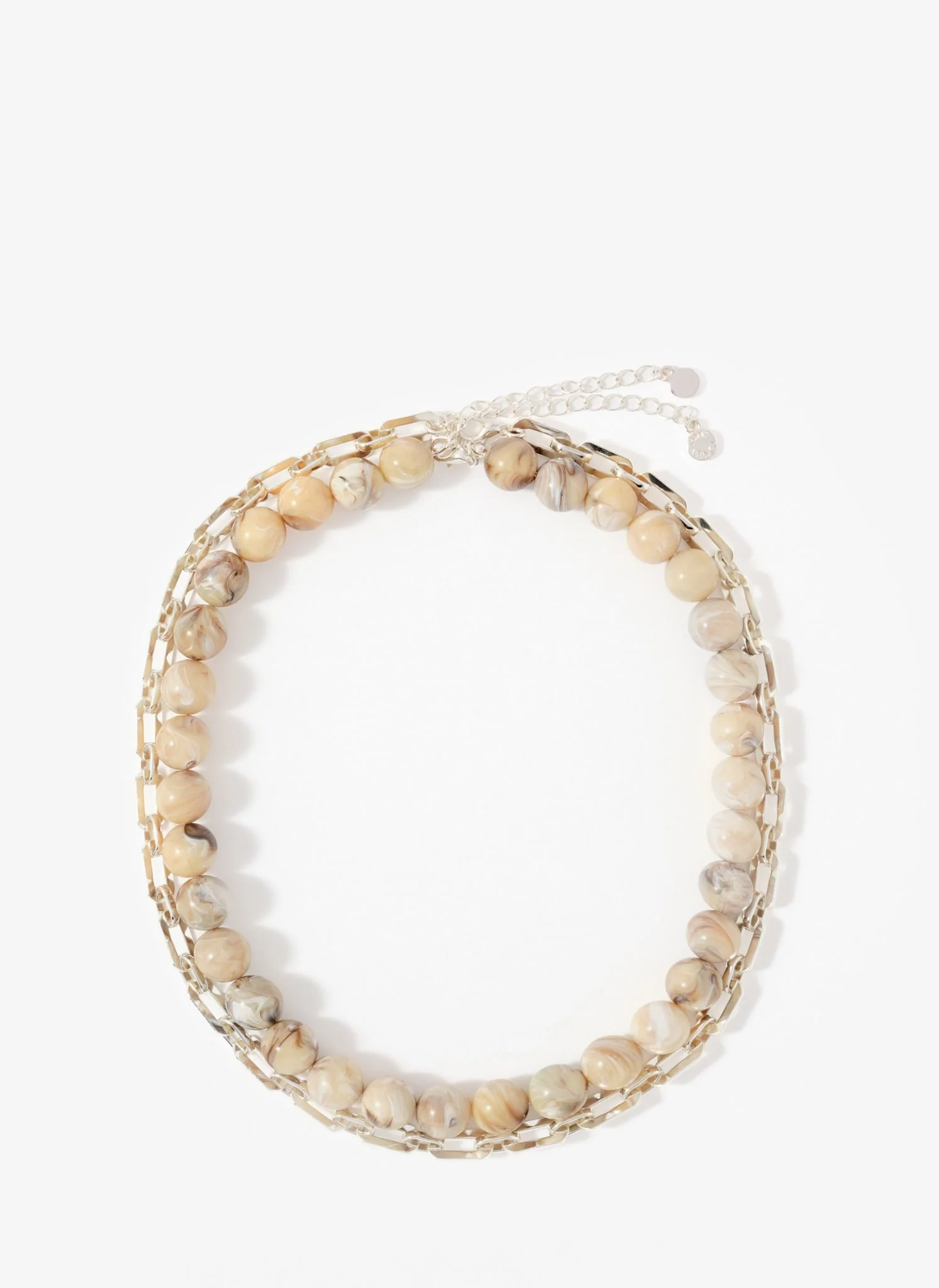 Neutral Beaded and Chain Layer Necklace - Image 2