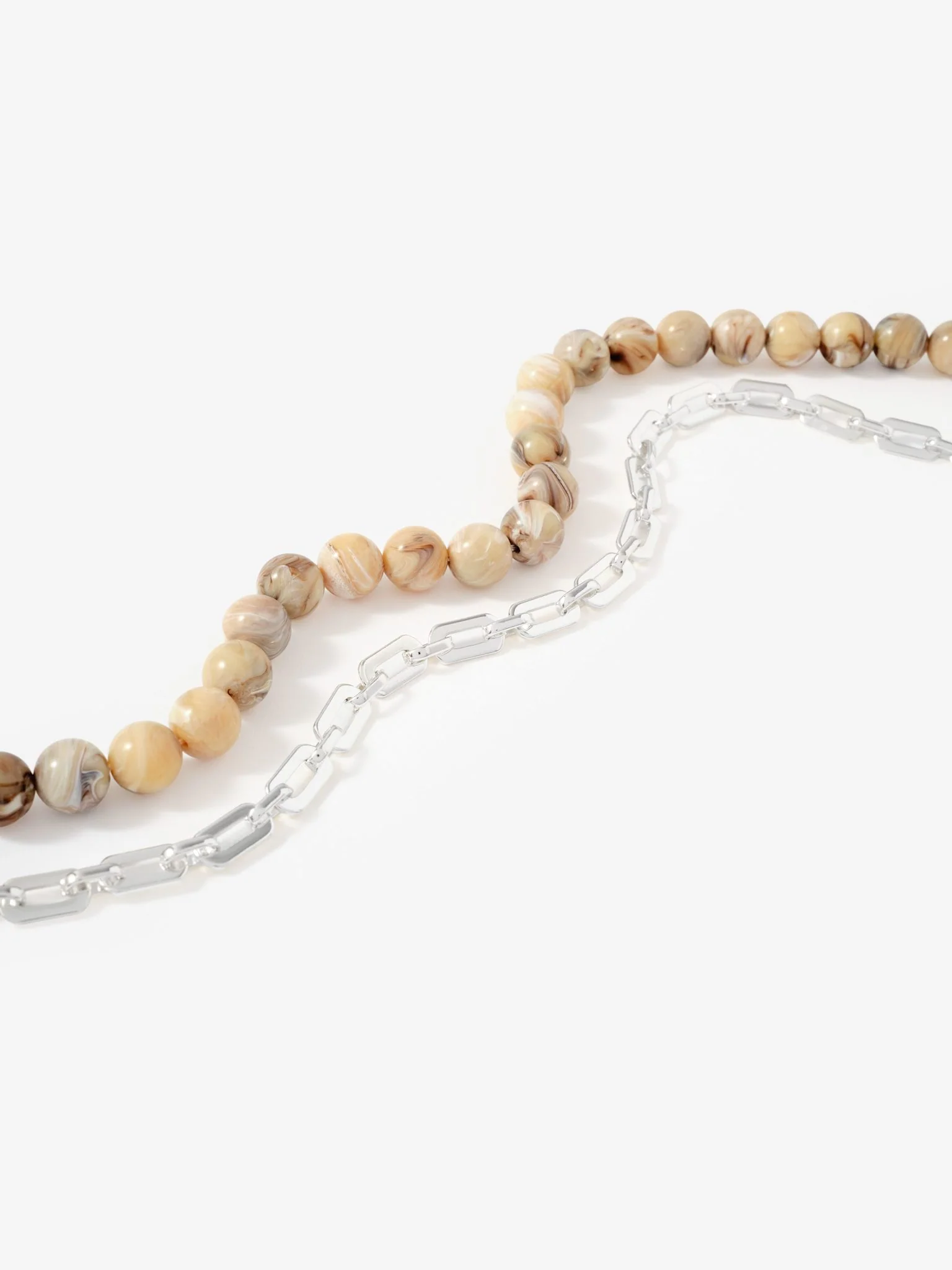 Neutral Beaded and Chain Layer Necklace - Image 6