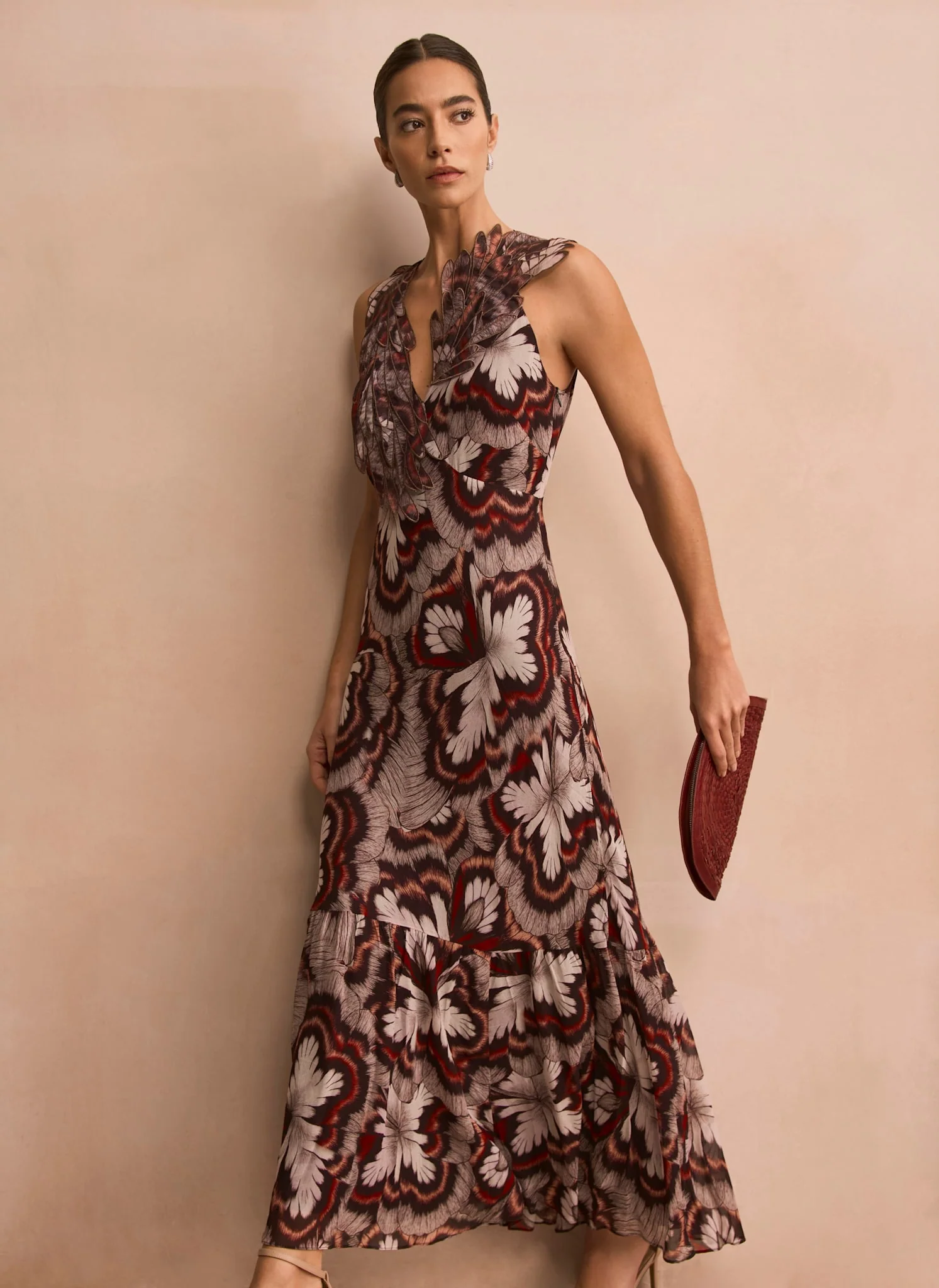 Brown Printed Maxi Dress - Image 3