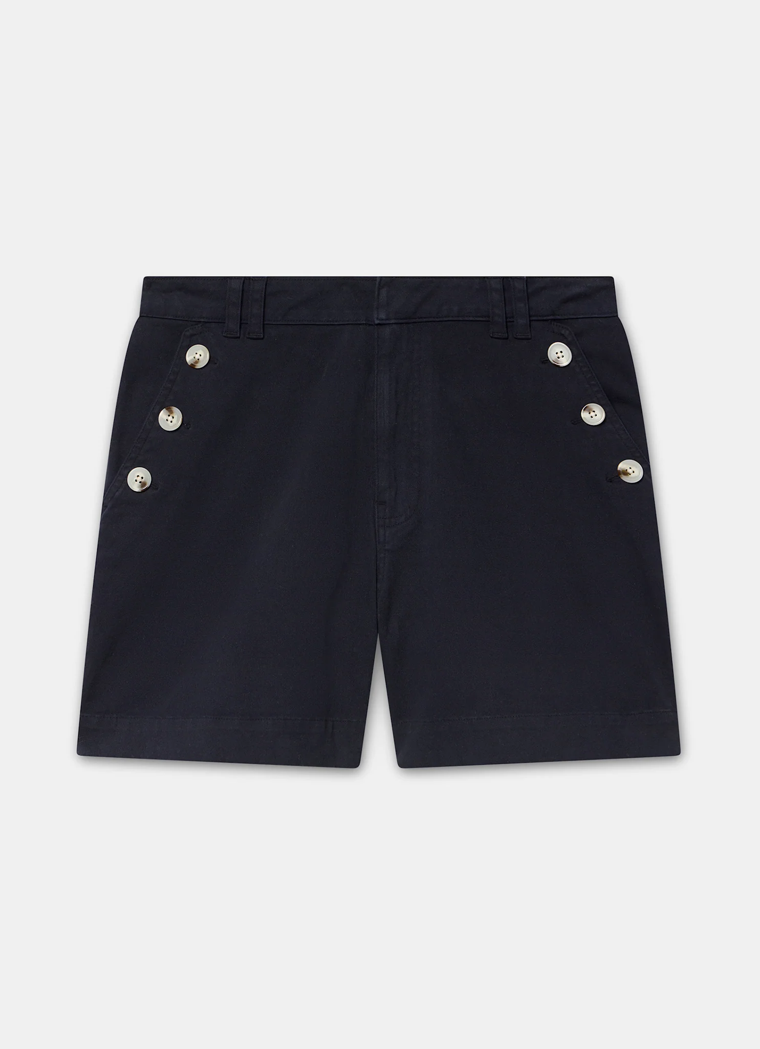 Navy Button Front Chino Shorts - Image 6